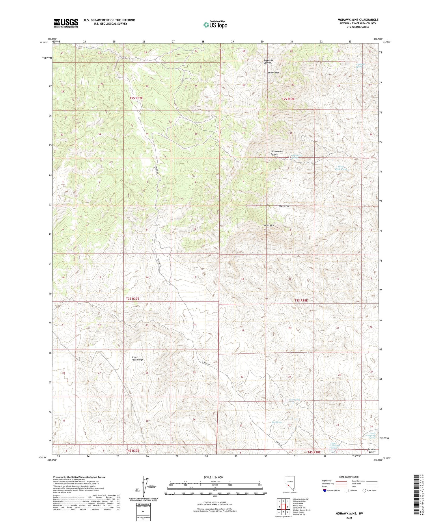 Mohawk Mine Nevada US Topo Map Image