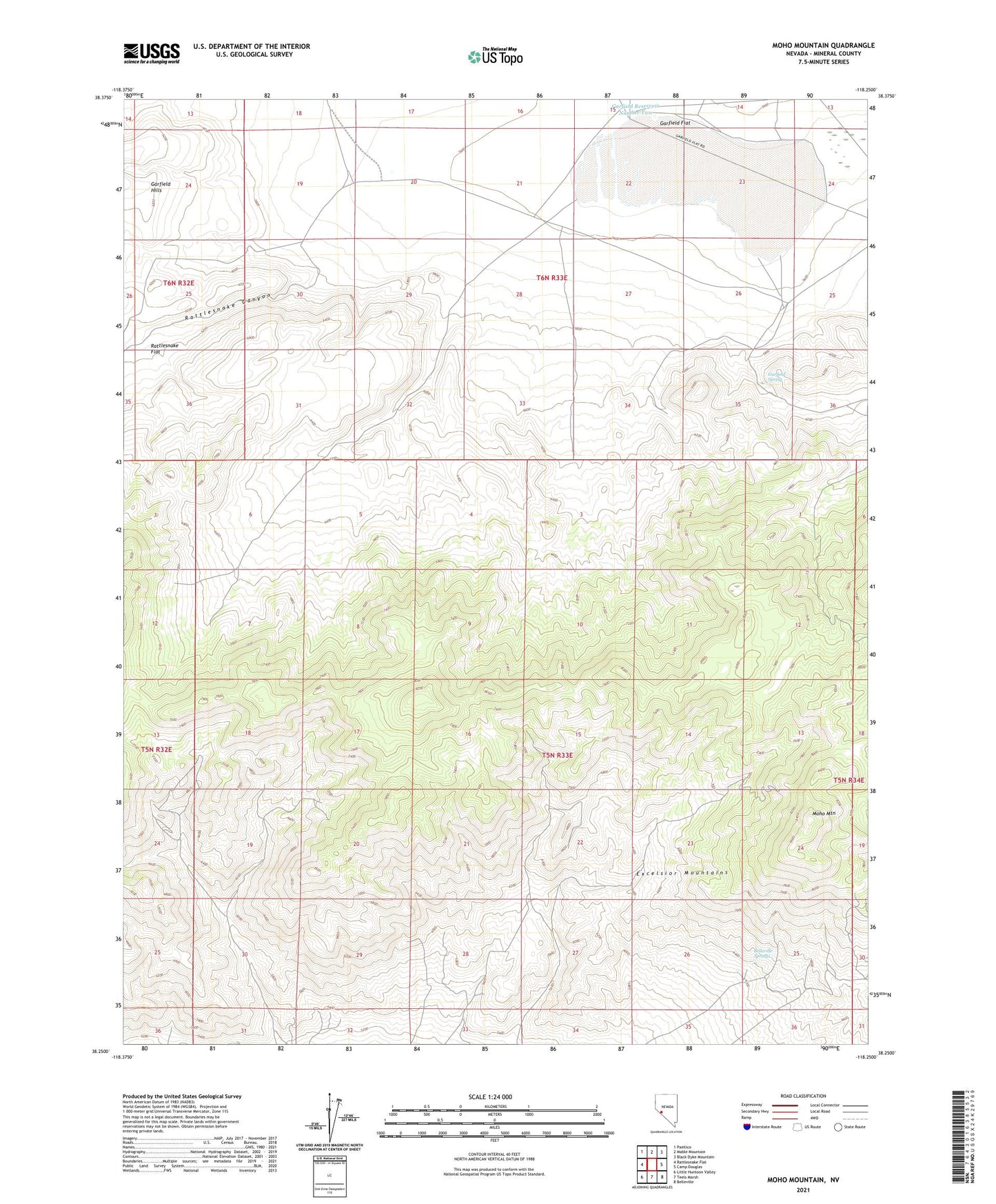 Moho Mountain Nevada US Topo Map Image