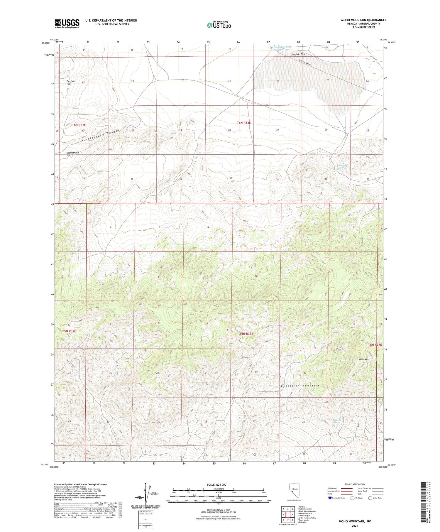 Moho Mountain Nevada US Topo Map Image