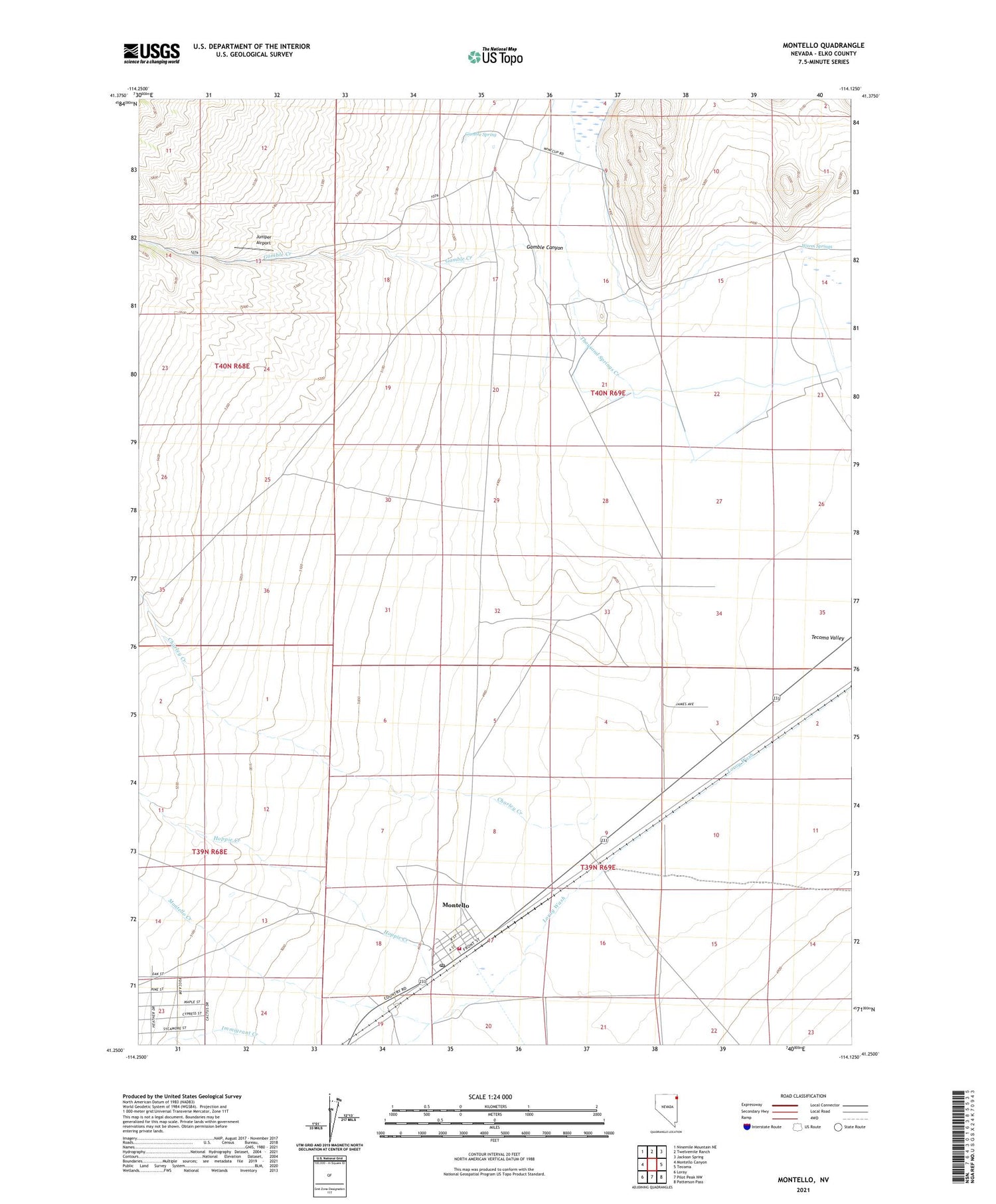 Montello Nevada US Topo Map Image