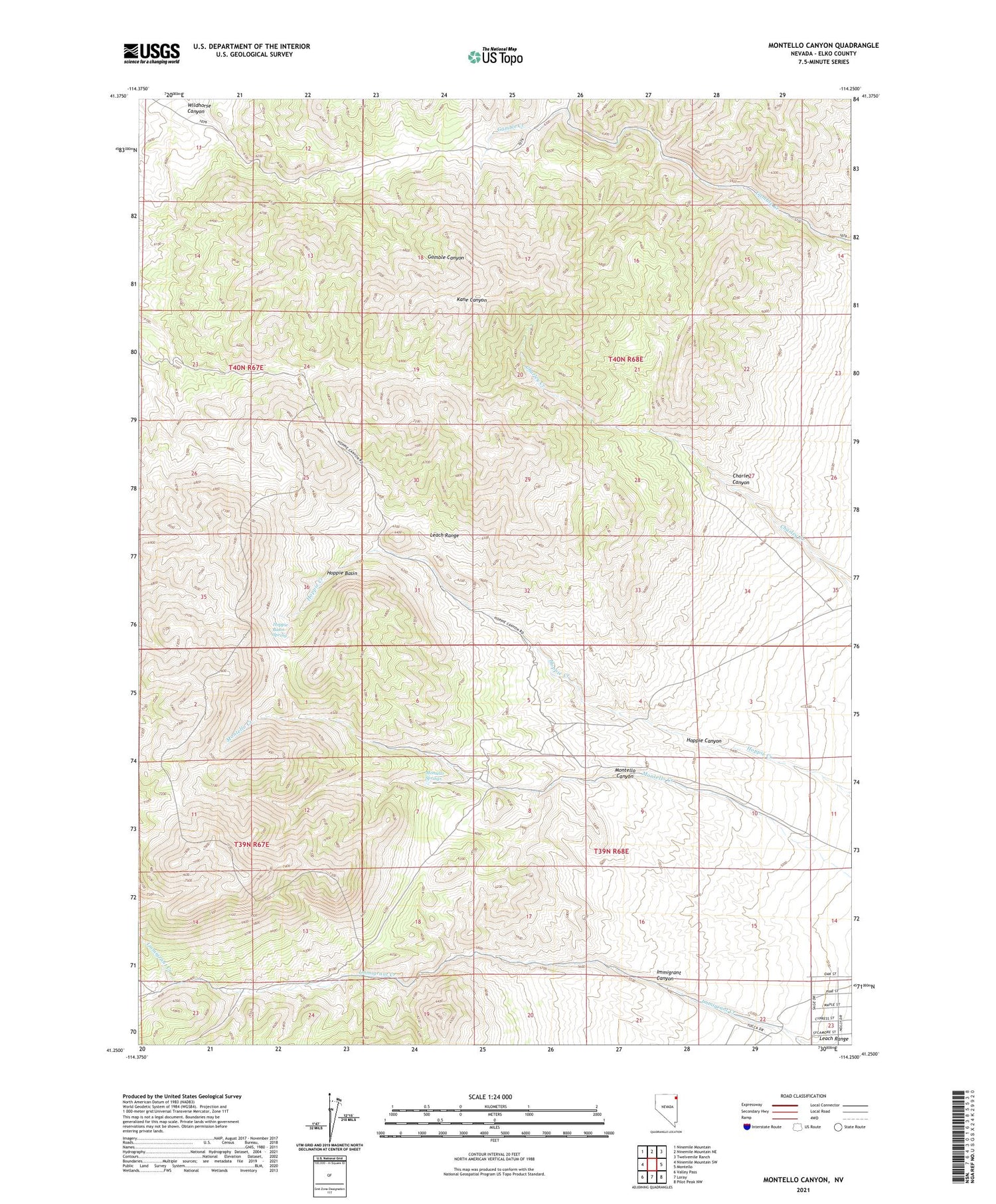 Montello Canyon Nevada US Topo Map Image