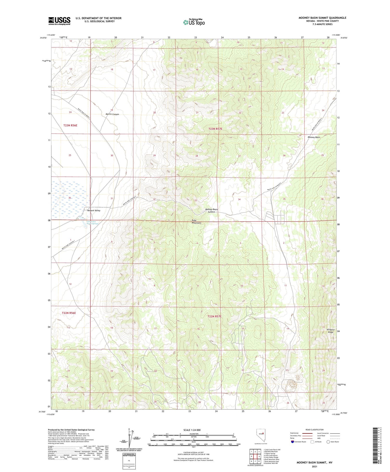 Mooney Basin Summit Nevada US Topo Map Image
