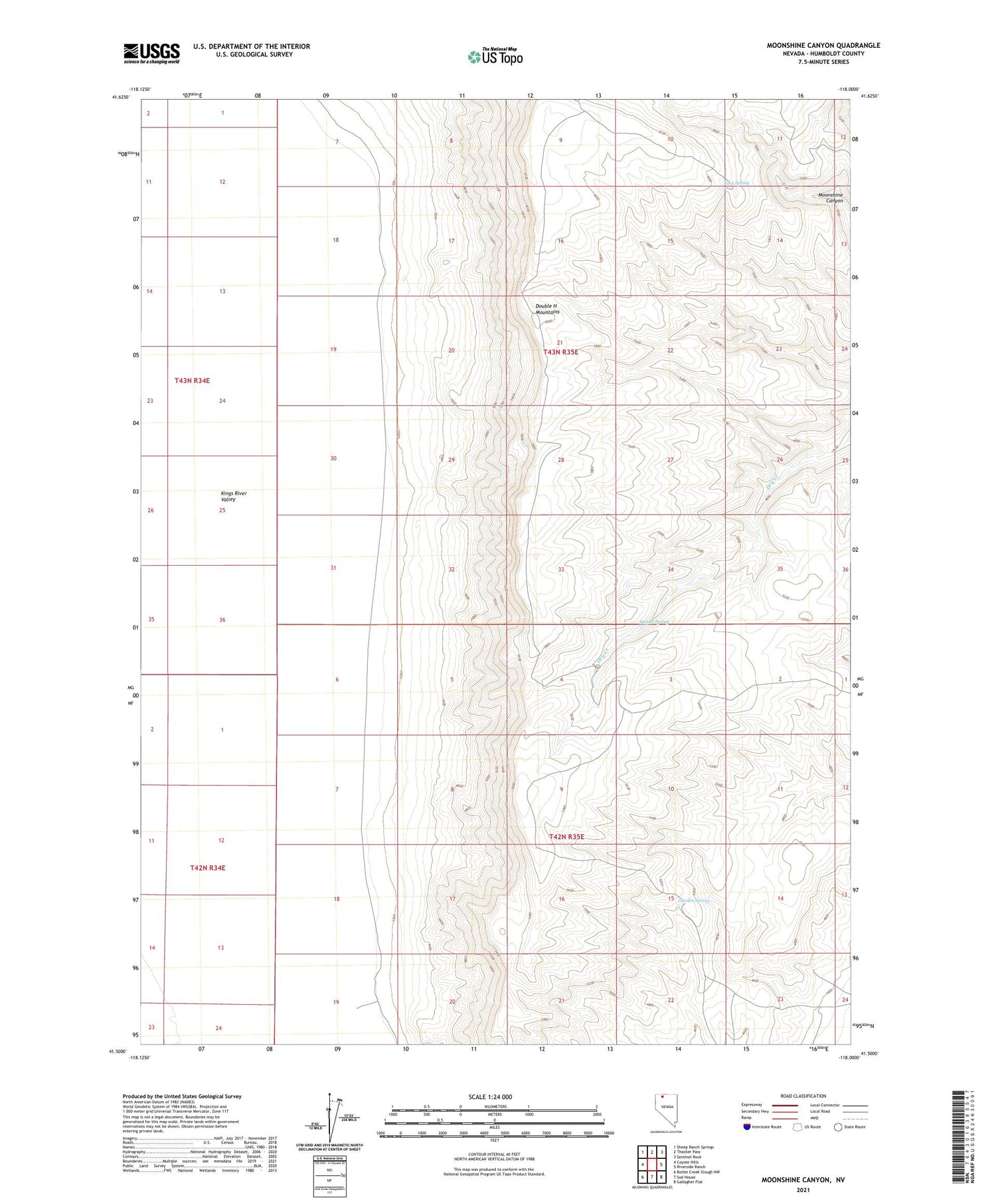 Moonshine Canyon Nevada US Topo Map Image