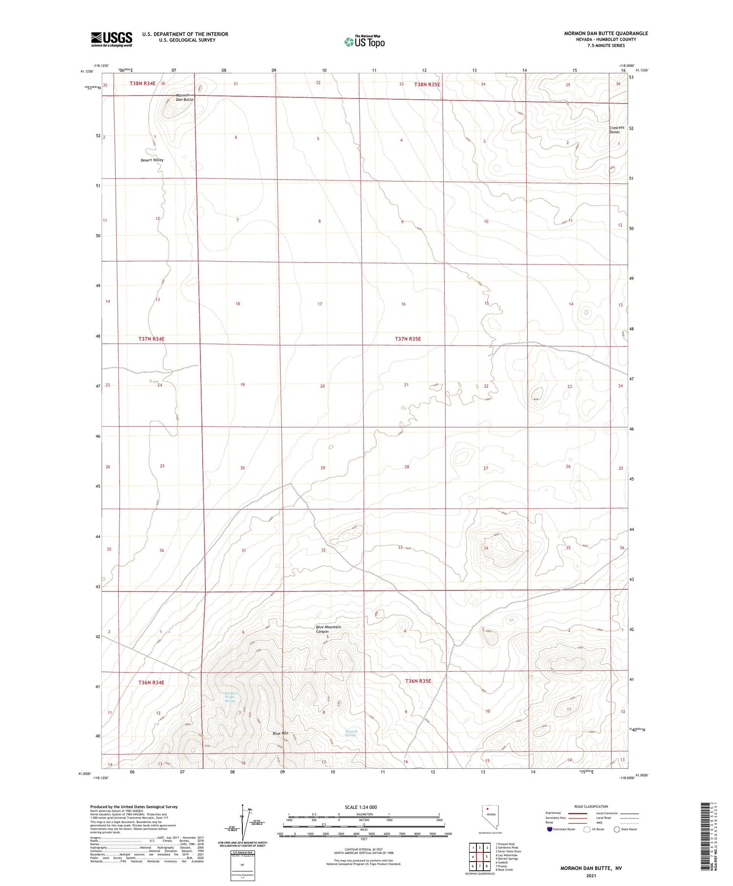 Mormon Dan Butte Nevada US Topo Map Image