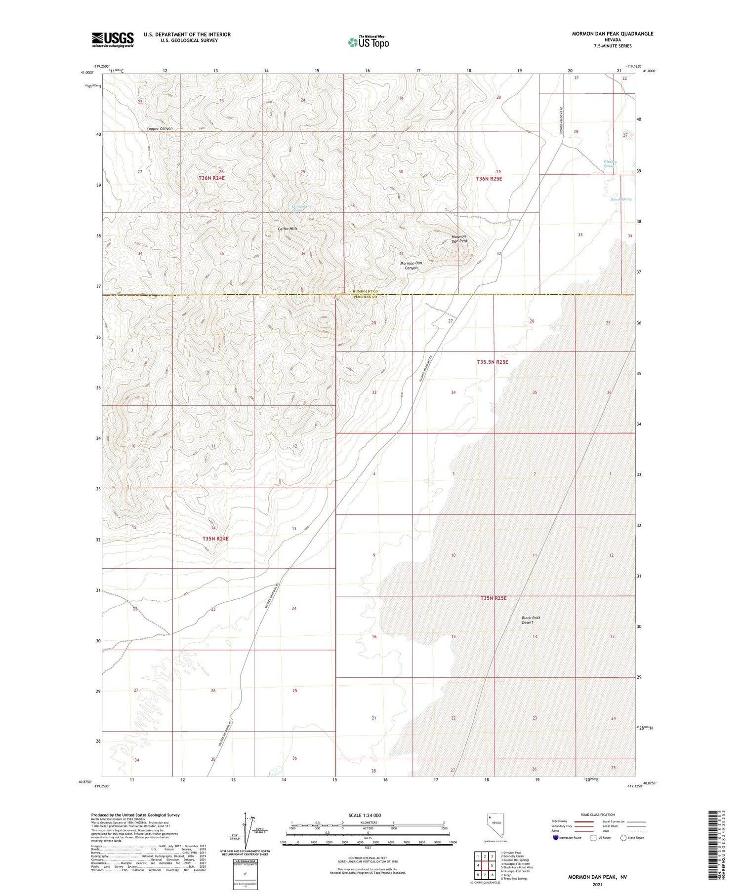 Mormon Dan Peak Nevada US Topo Map Image