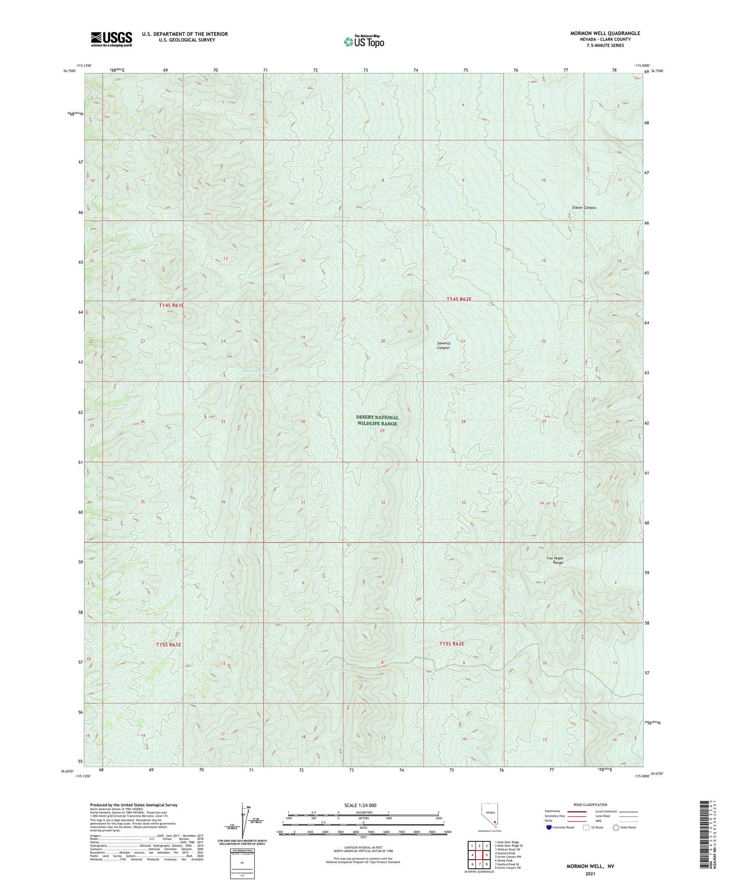 Mormon Well Nevada US Topo Map Image