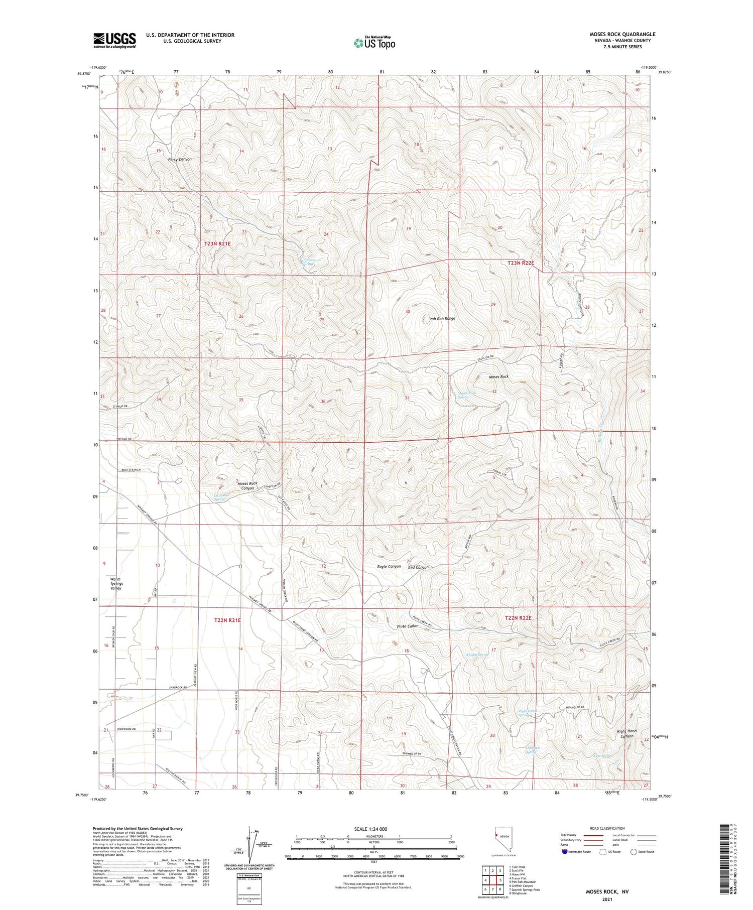 Moses Rock Nevada US Topo Map Image