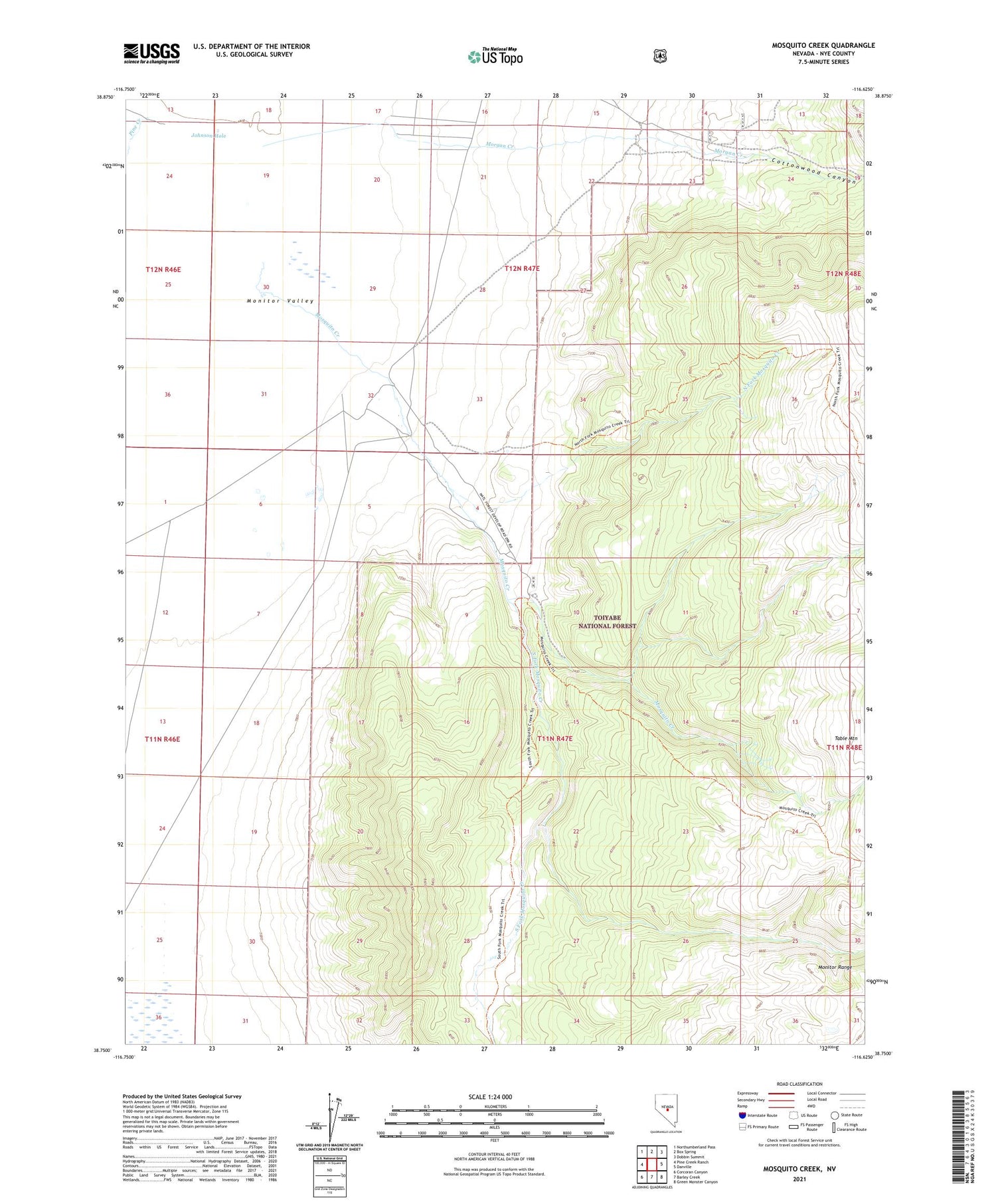 Mosquito Creek Nevada US Topo Map Image