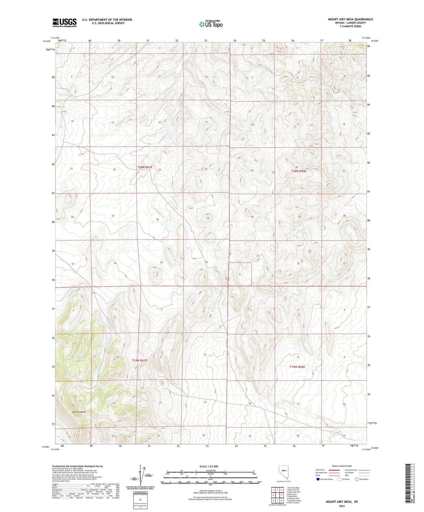 Mount Airy Mesa Nevada US Topo Map Image