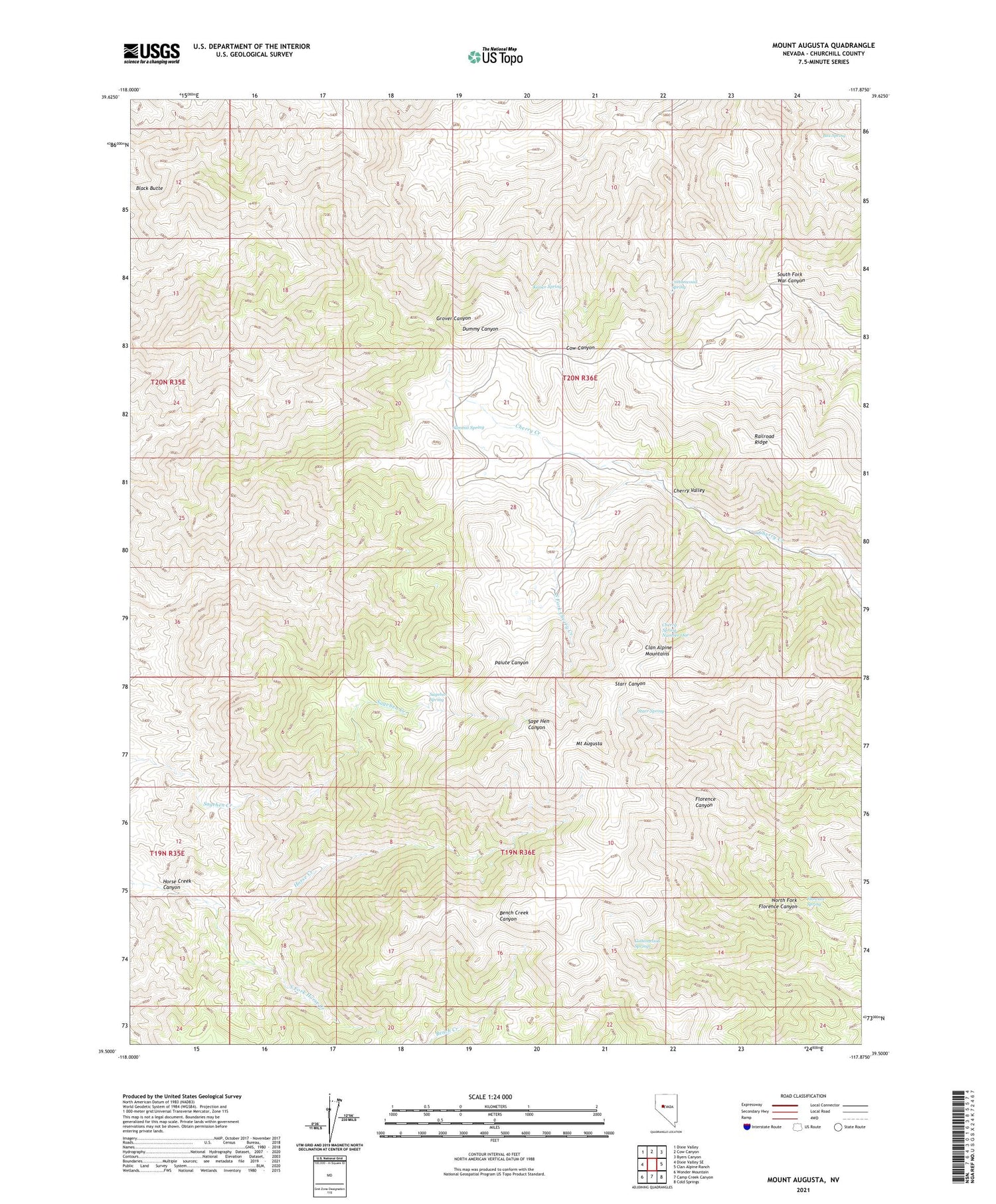 Mount Augusta Nevada US Topo Map Image