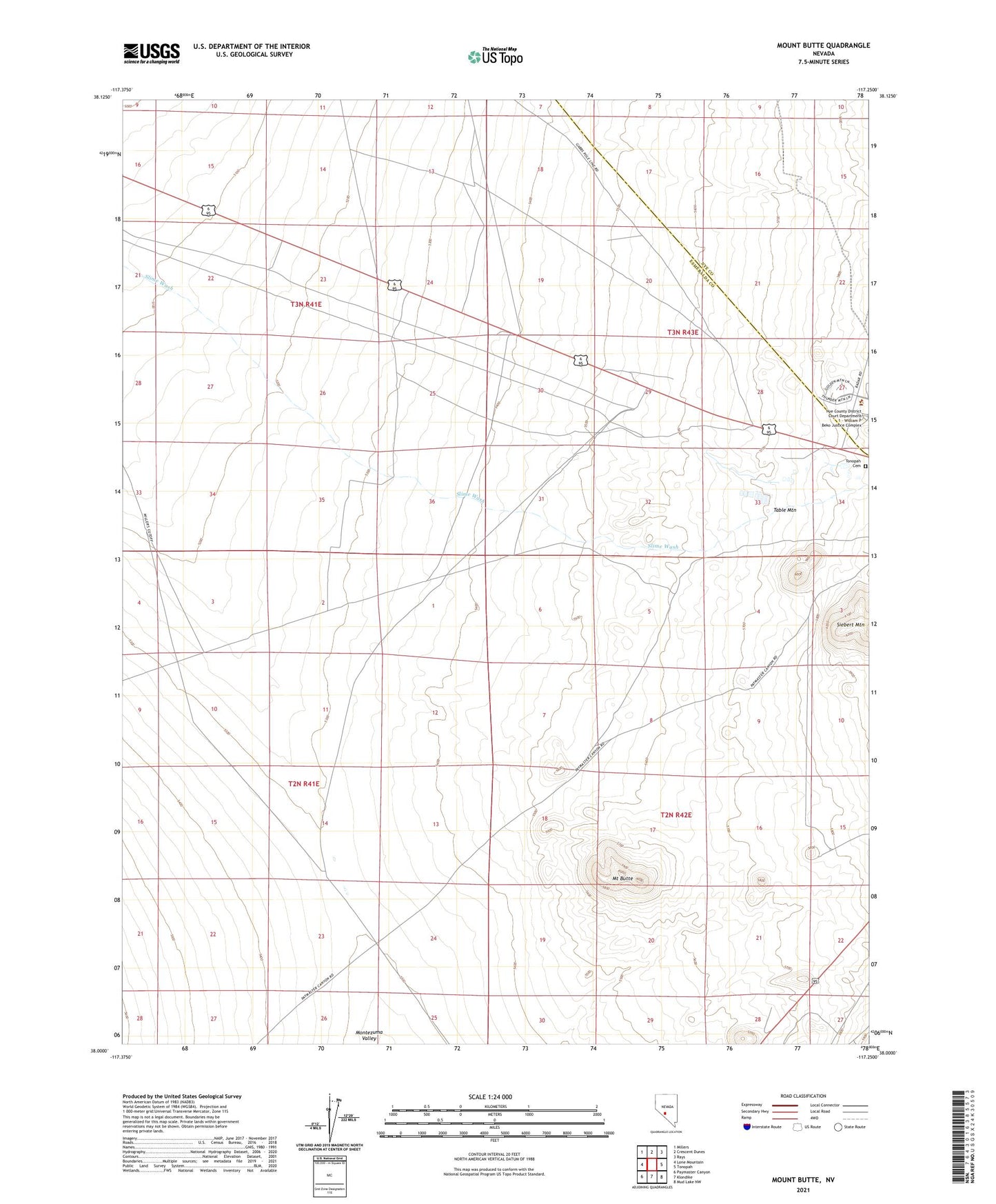 Mount Butte Nevada US Topo Map Image