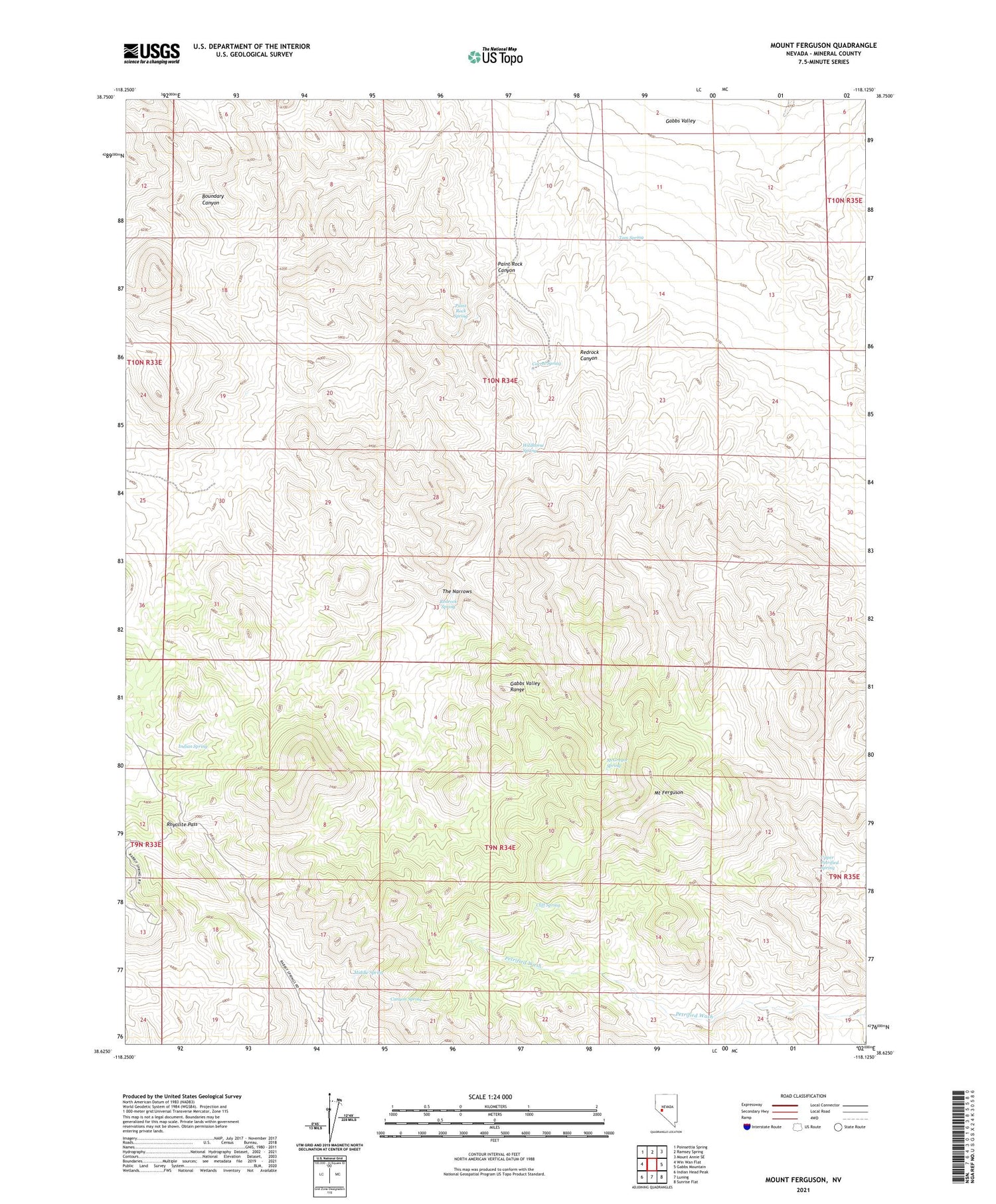Mount Ferguson Nevada US Topo Map Image