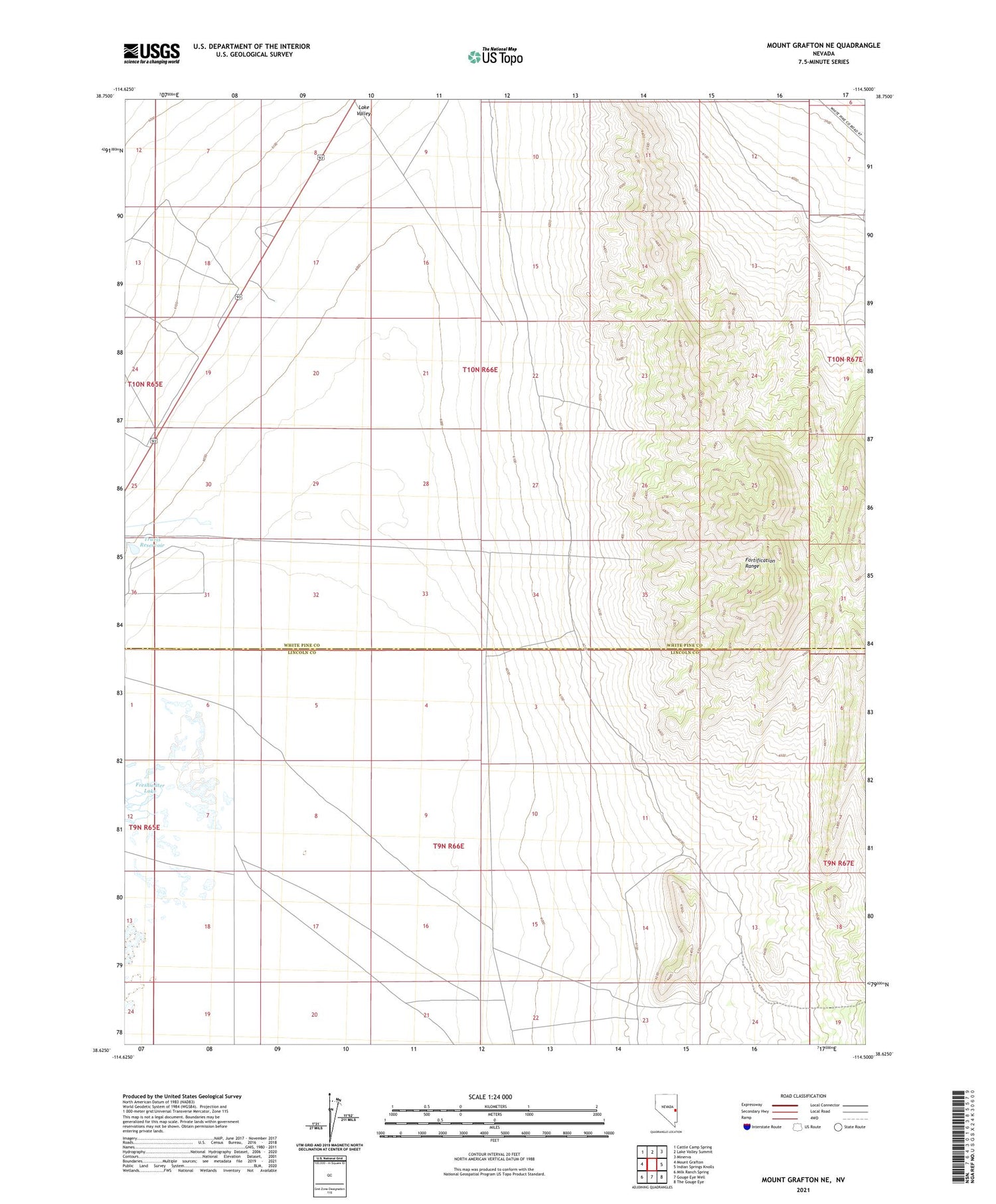 Mount Grafton NE Nevada US Topo Map Image