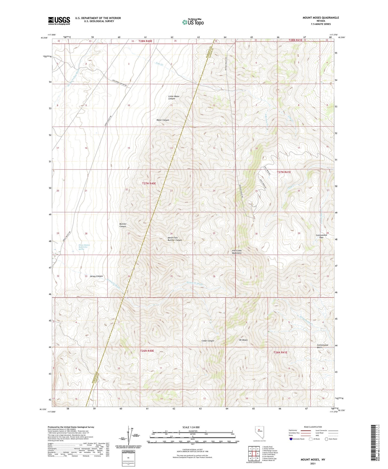 Mount Moses Nevada US Topo Map Image