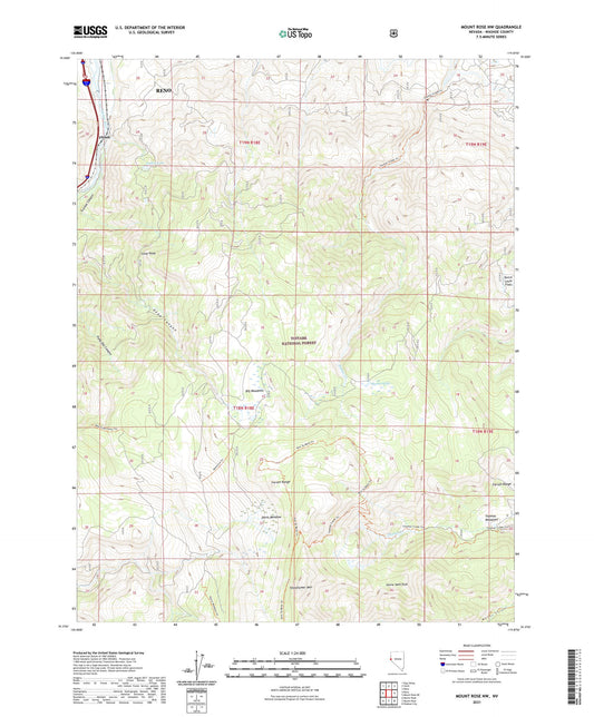 Mount Rose NW Nevada US Topo Map Image