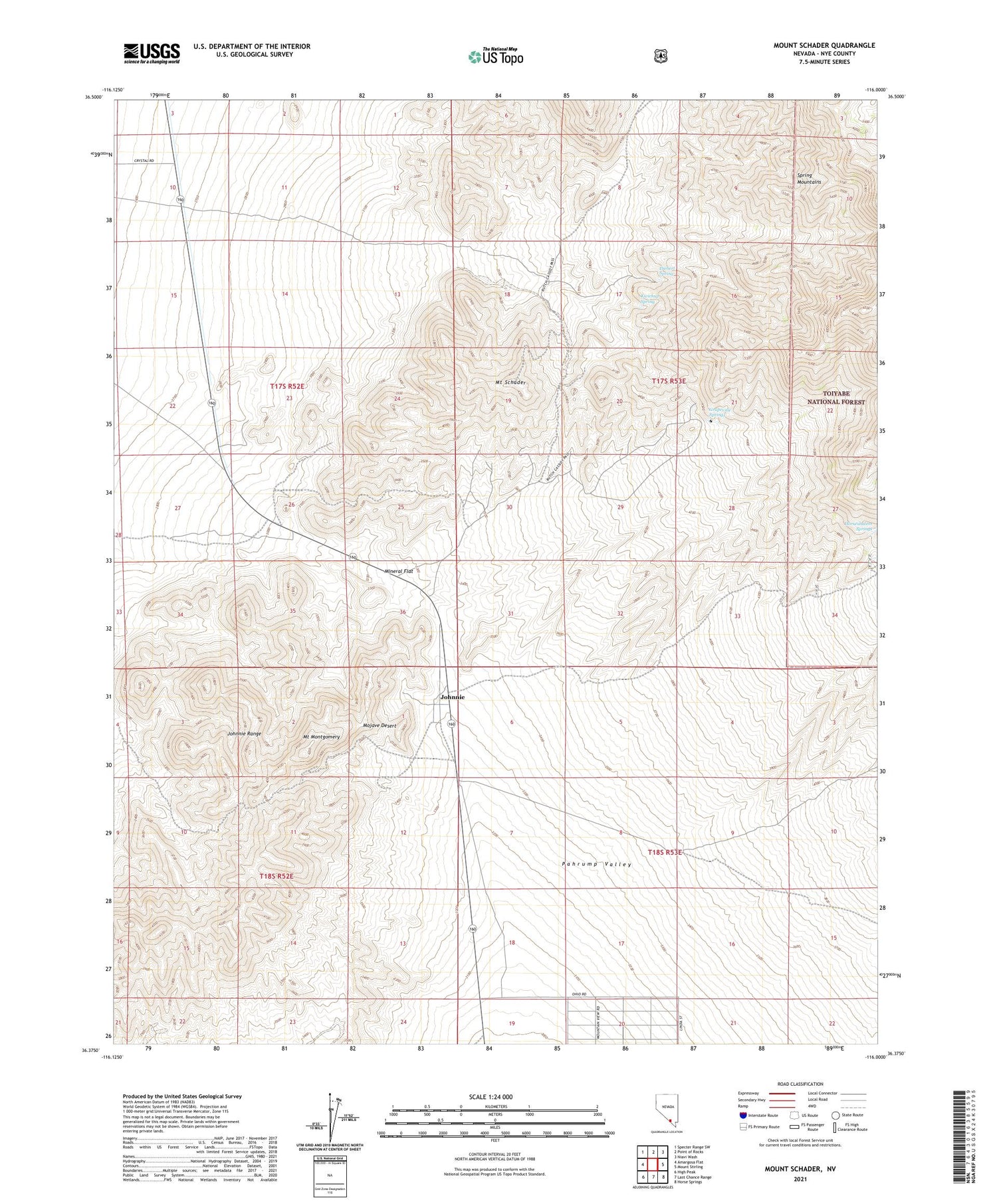 Mount Schader Nevada US Topo Map Image