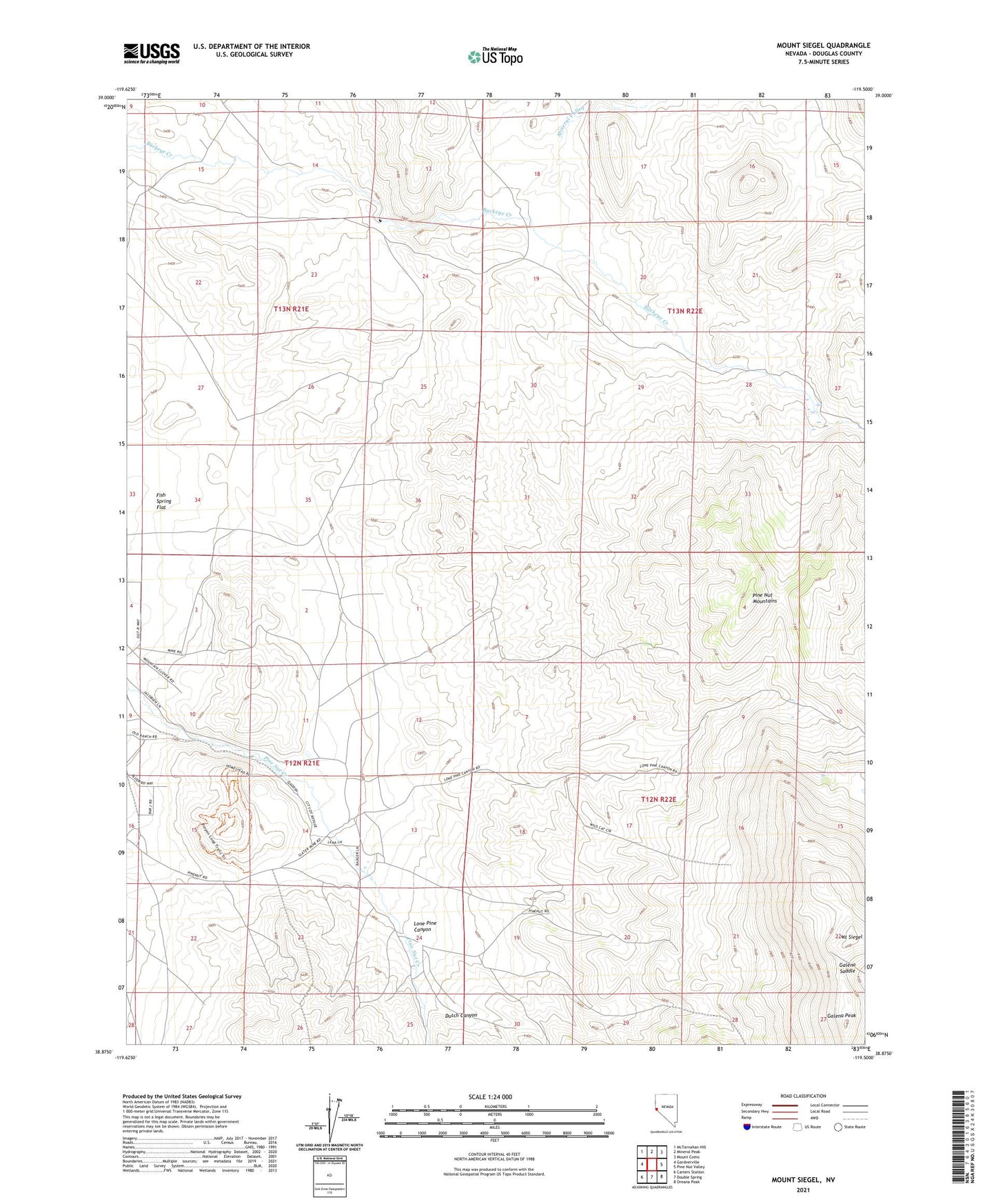 Mount Siegel Nevada US Topo Map Image