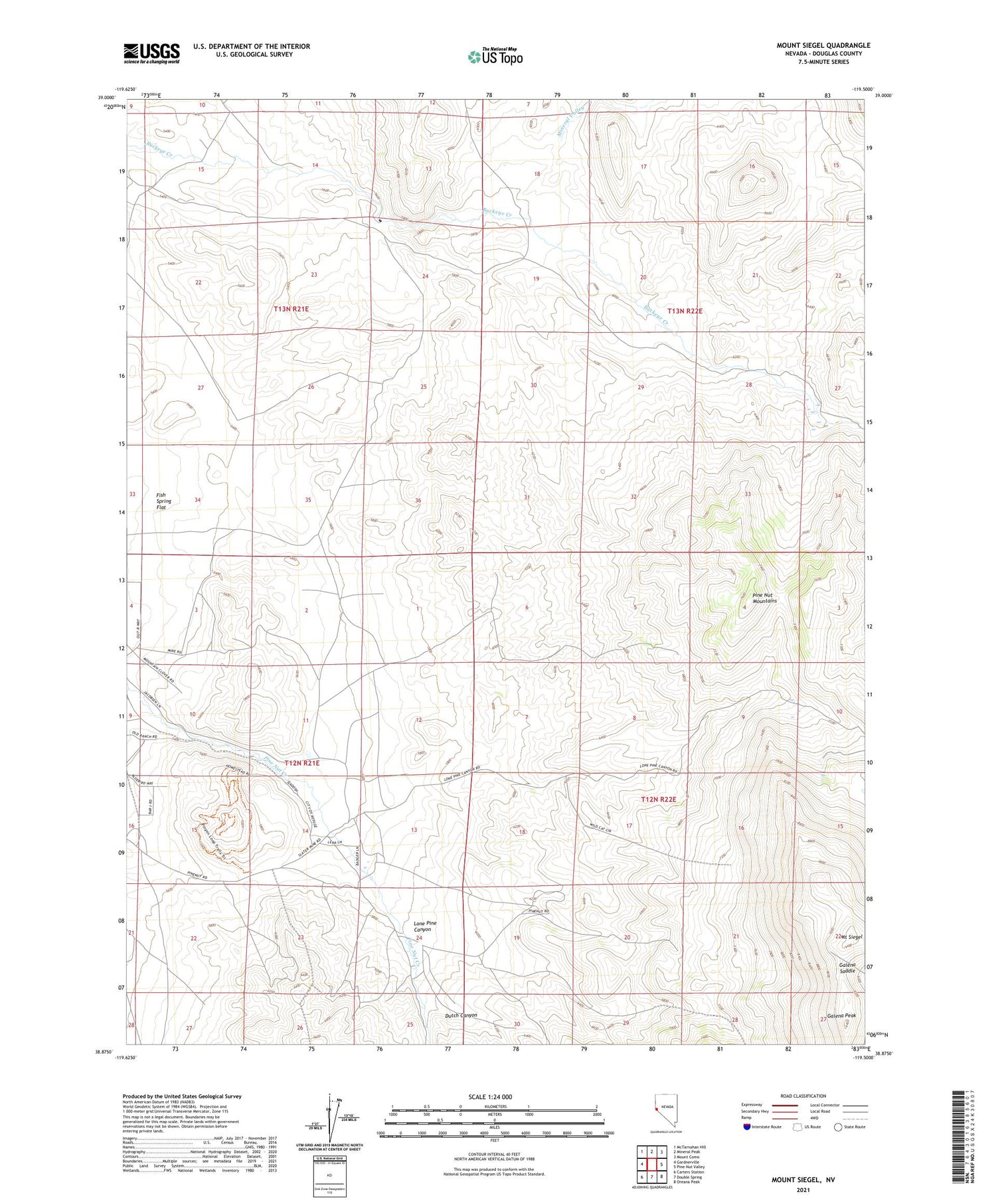 Mount Siegel Nevada US Topo Map Image