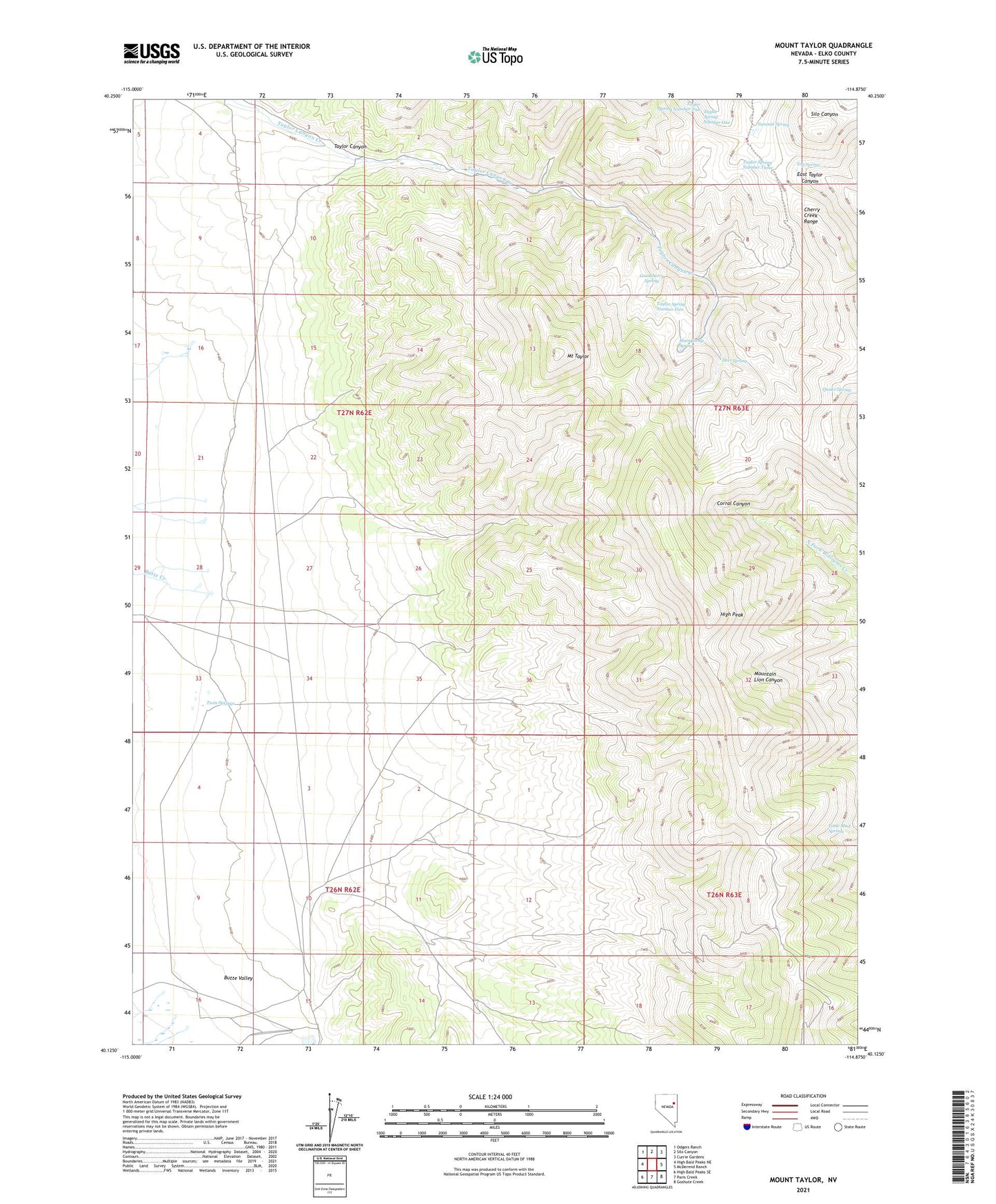 Mount Taylor Nevada US Topo Map Image