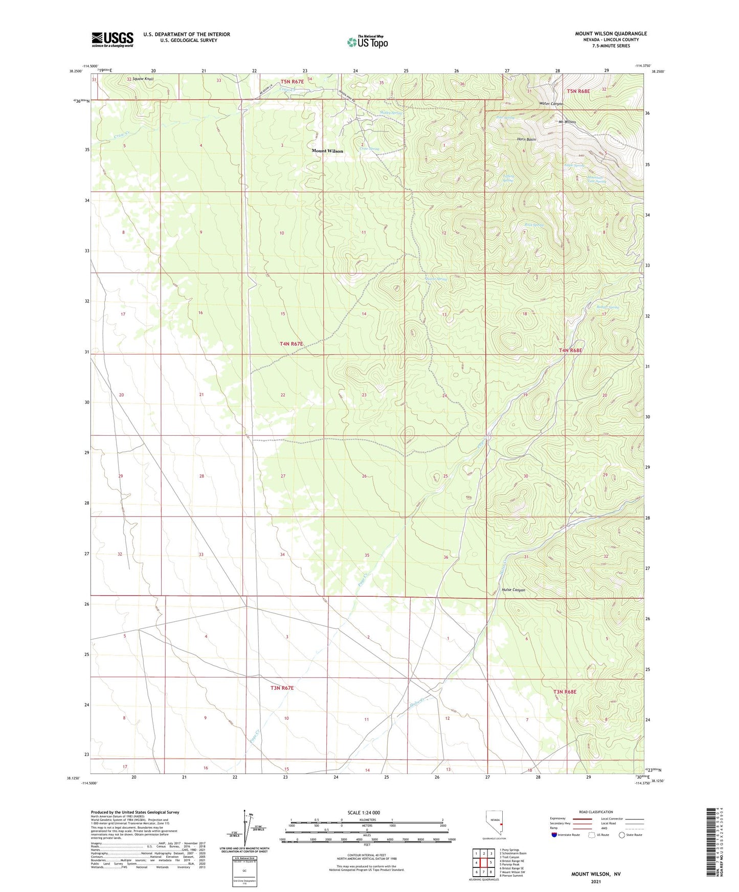 Mount Wilson Nevada US Topo Map Image