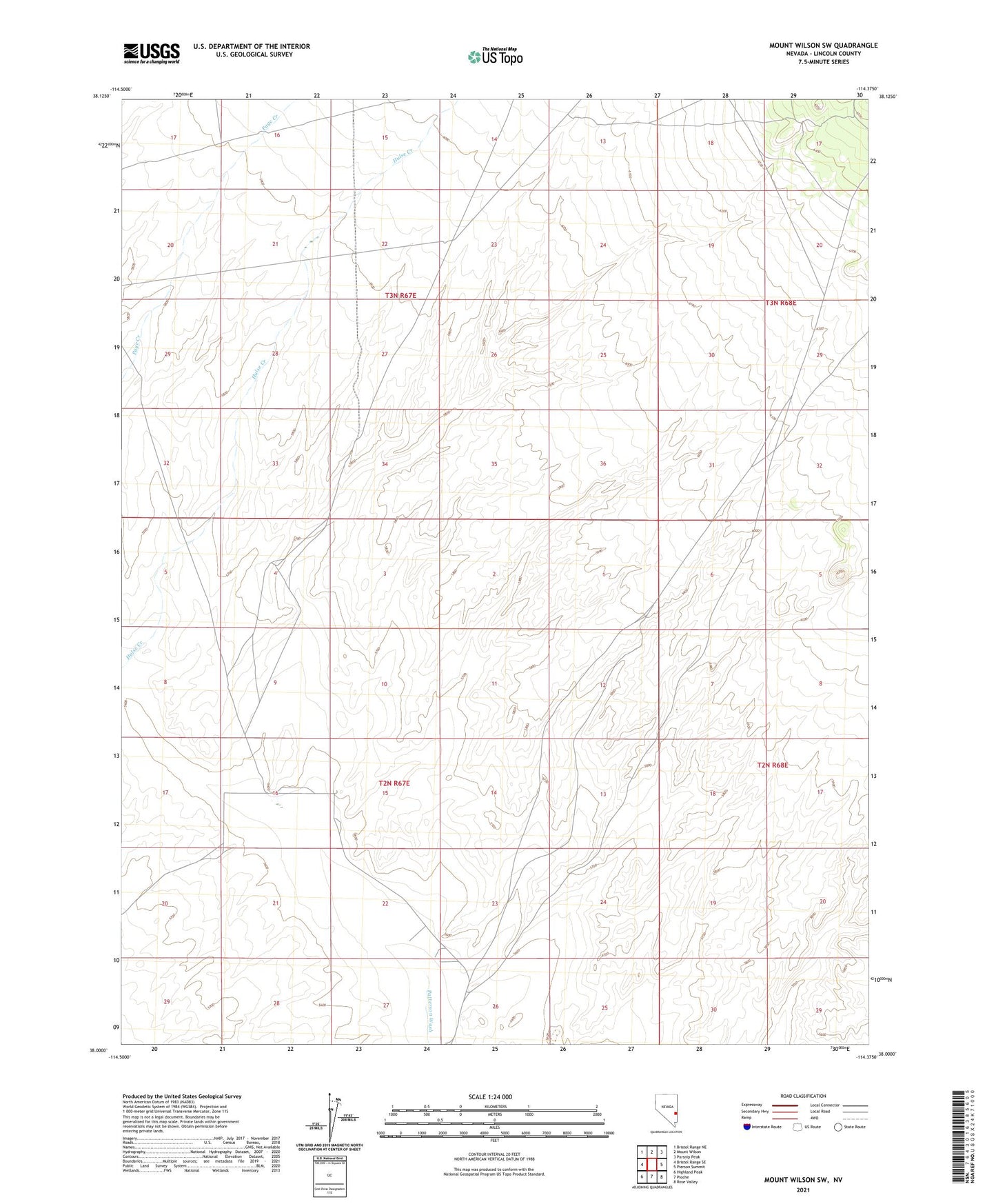Mount Wilson SW Nevada US Topo Map Image