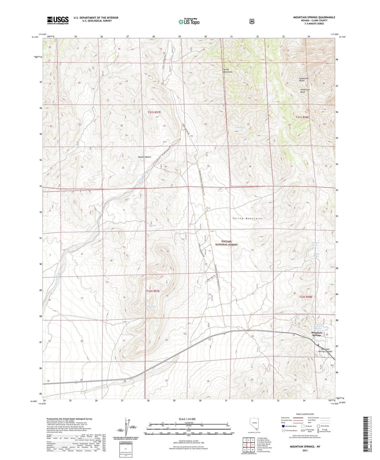 Mountain Springs Nevada US Topo Map Image
