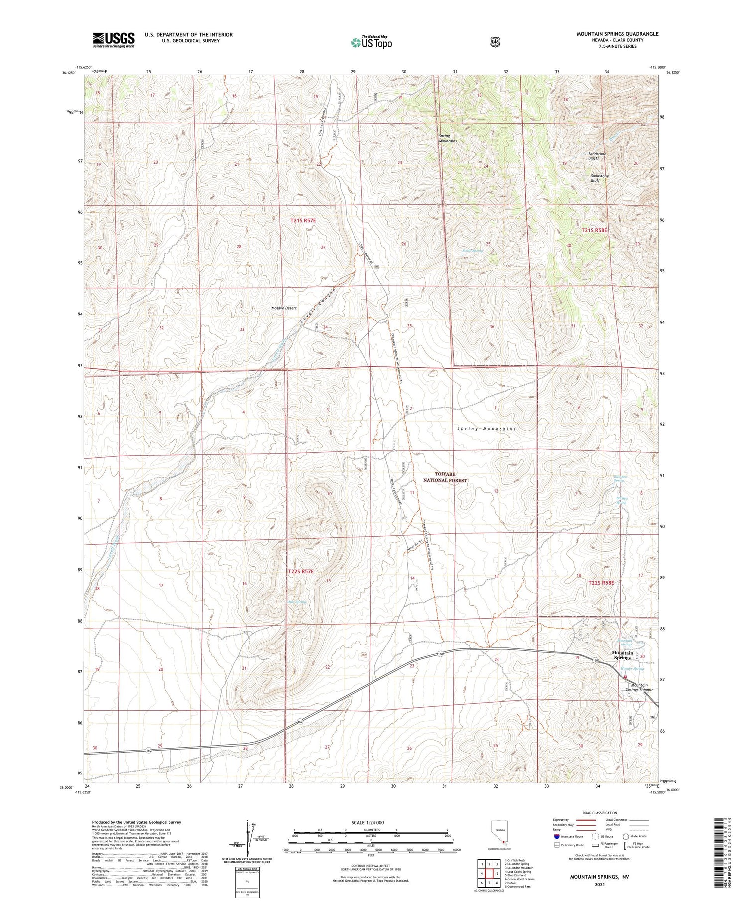 Mountain Springs Nevada US Topo Map Image