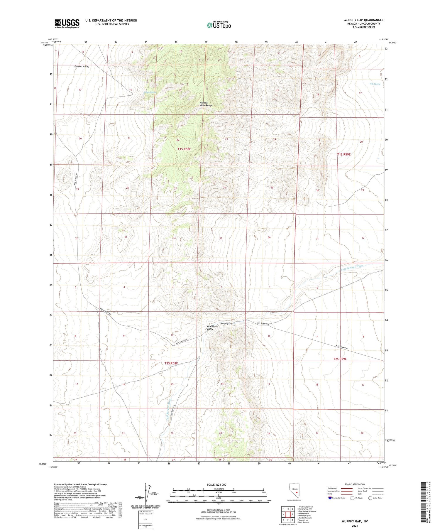 Murphy Gap Nevada US Topo Map Image