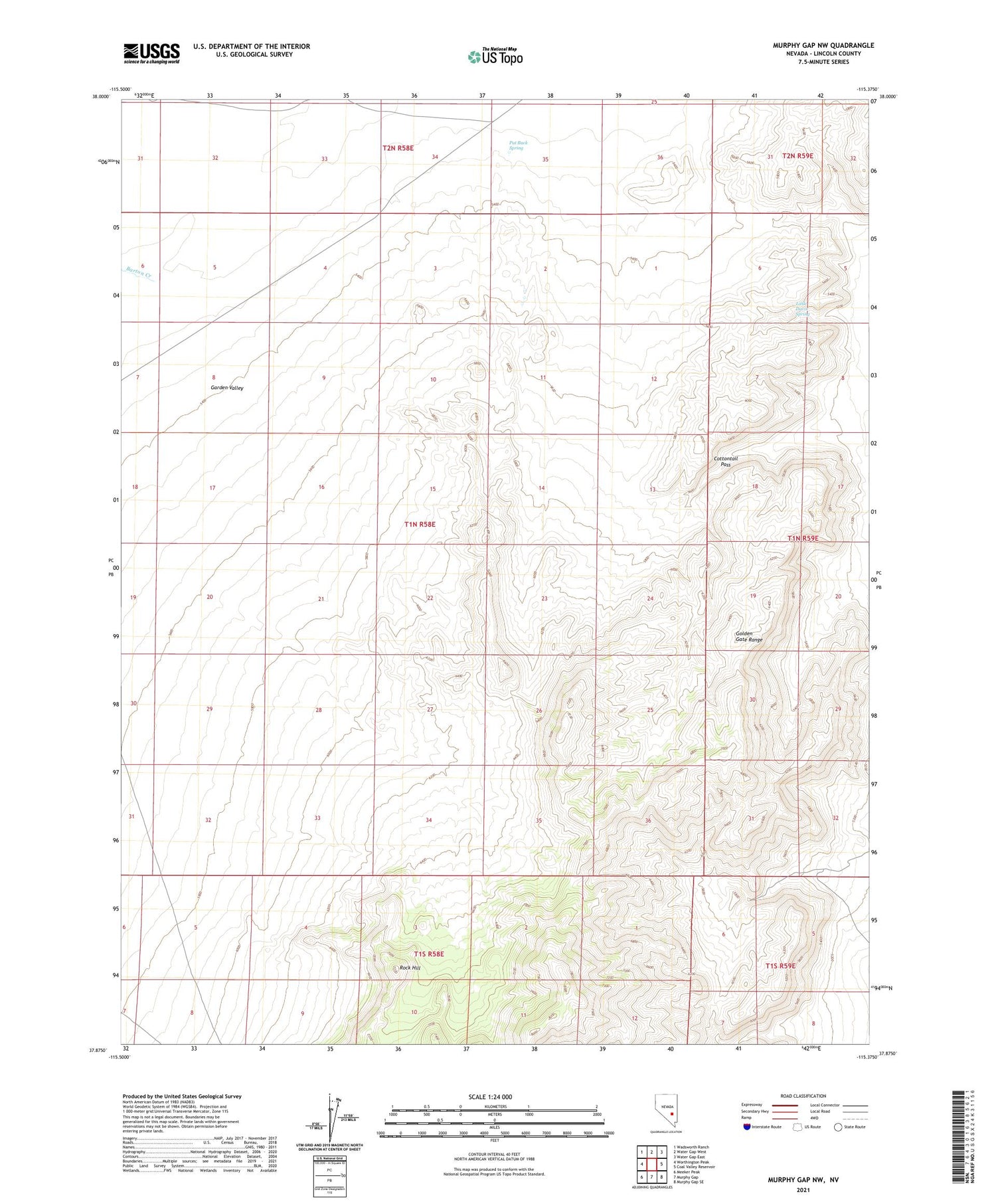 Murphy Gap NW Nevada US Topo Map Image