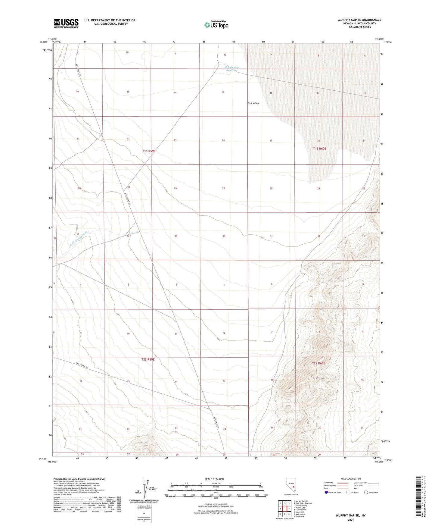 Murphy Gap SE Nevada US Topo Map Image