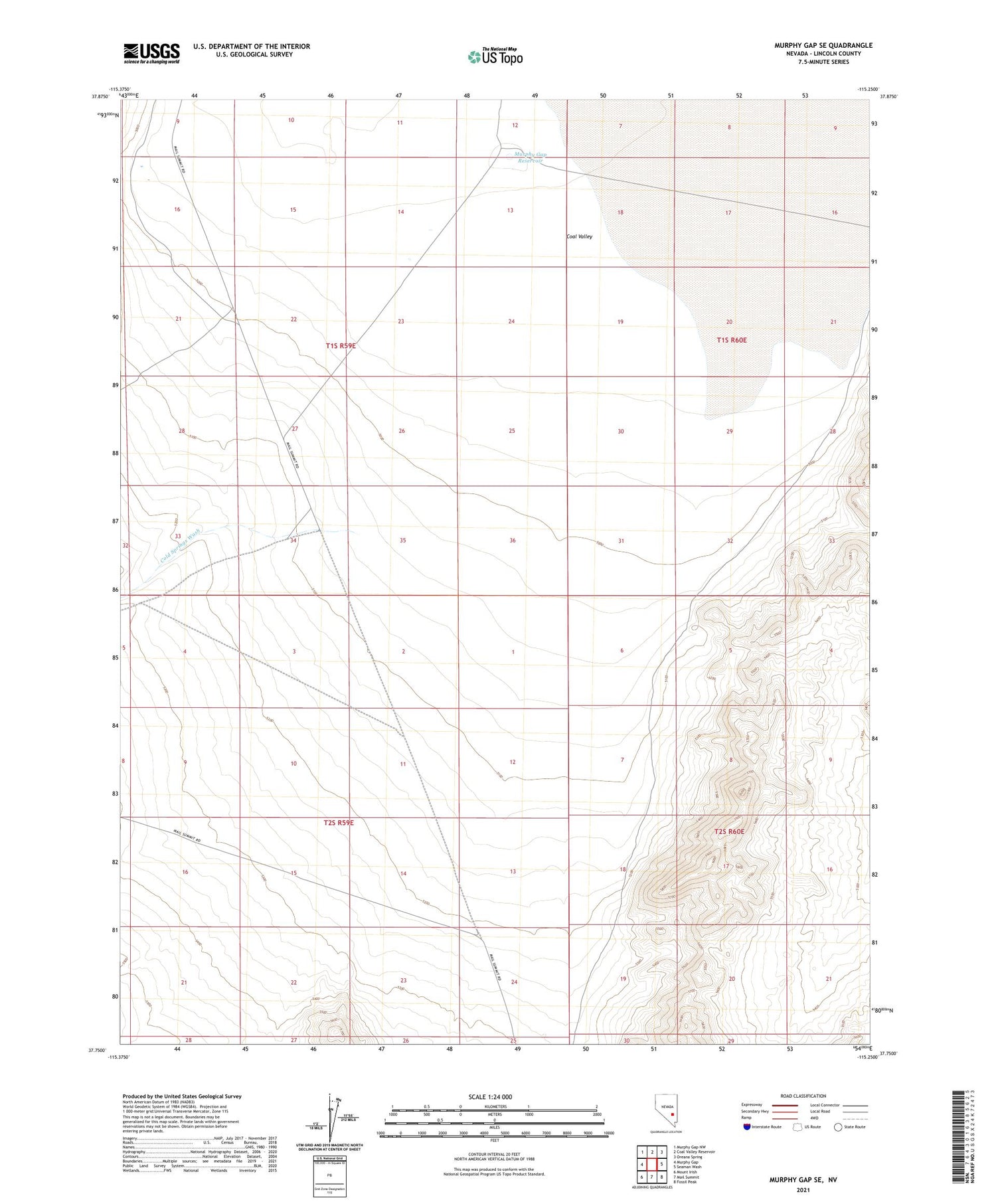 Murphy Gap SE Nevada US Topo Map Image