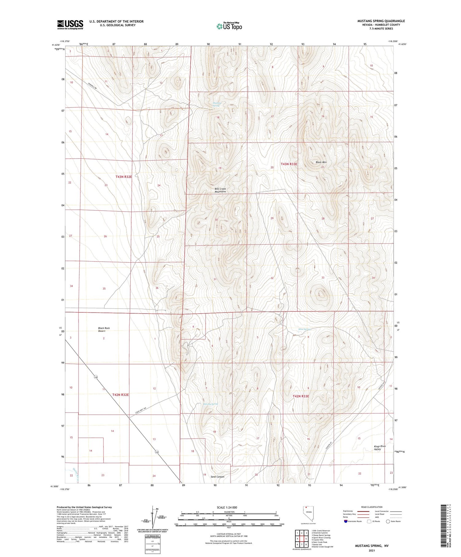 Mustang Spring Nevada US Topo Map Image