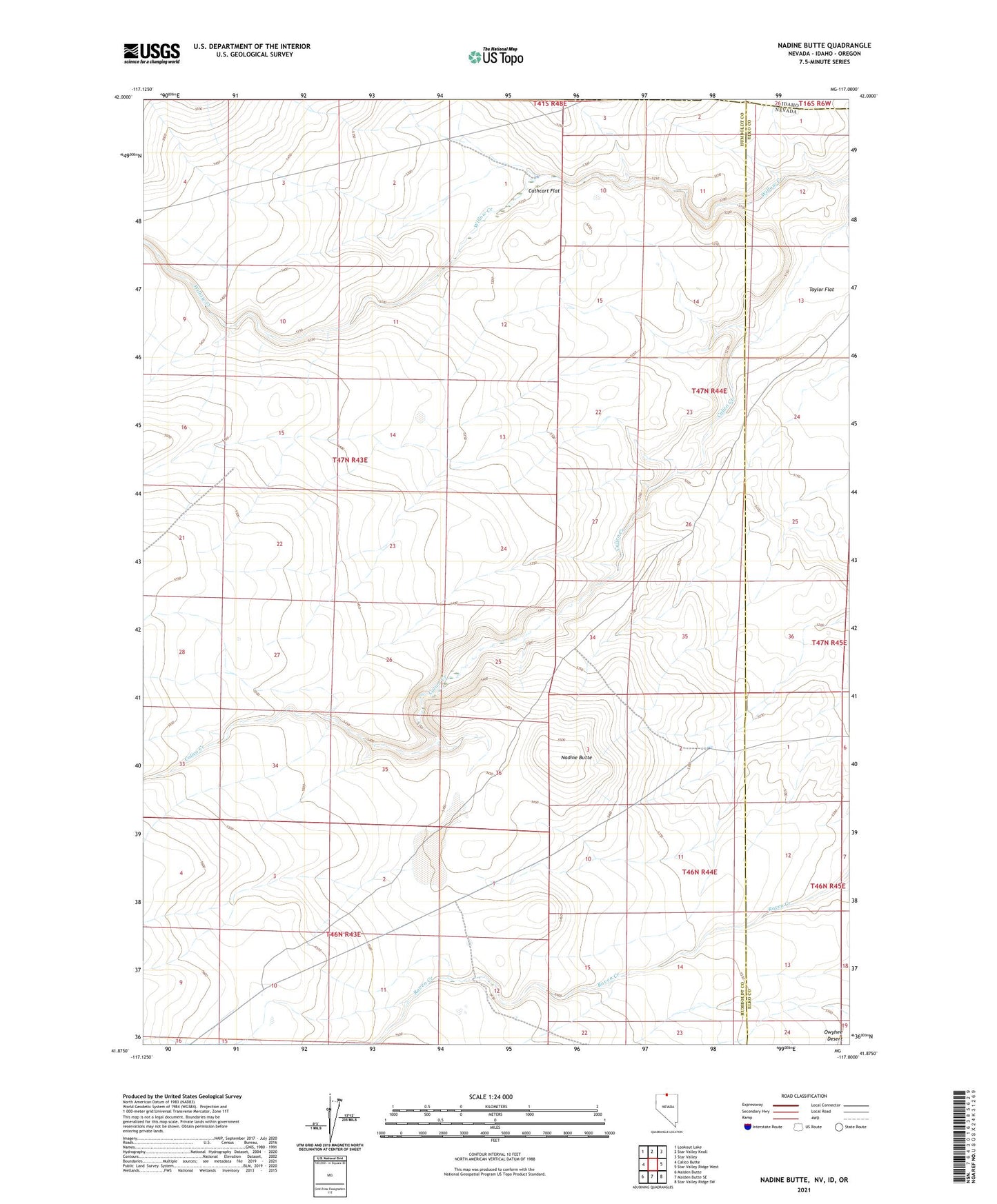 Nadine Butte Nevada US Topo Map Image