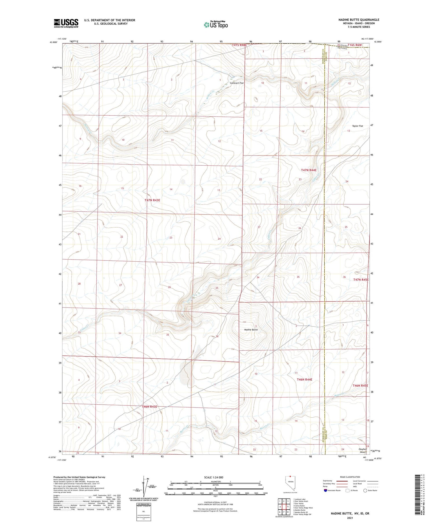 Nadine Butte Nevada US Topo Map Image