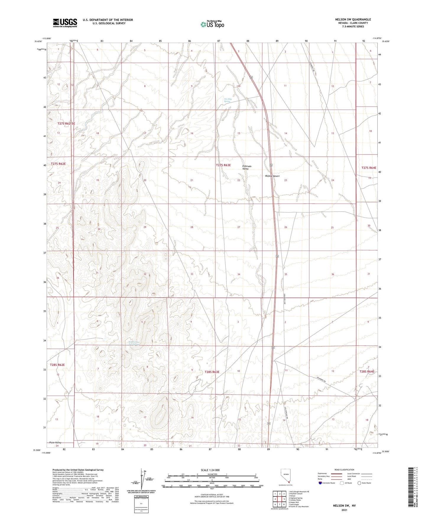 Nelson SW Nevada US Topo Map Image
