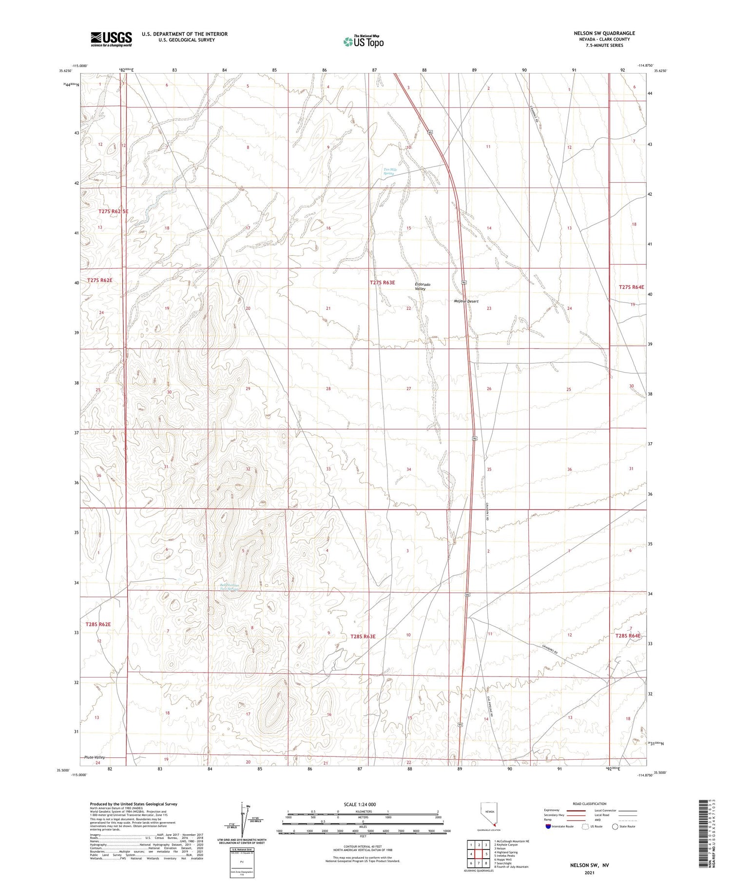Nelson SW Nevada US Topo Map Image