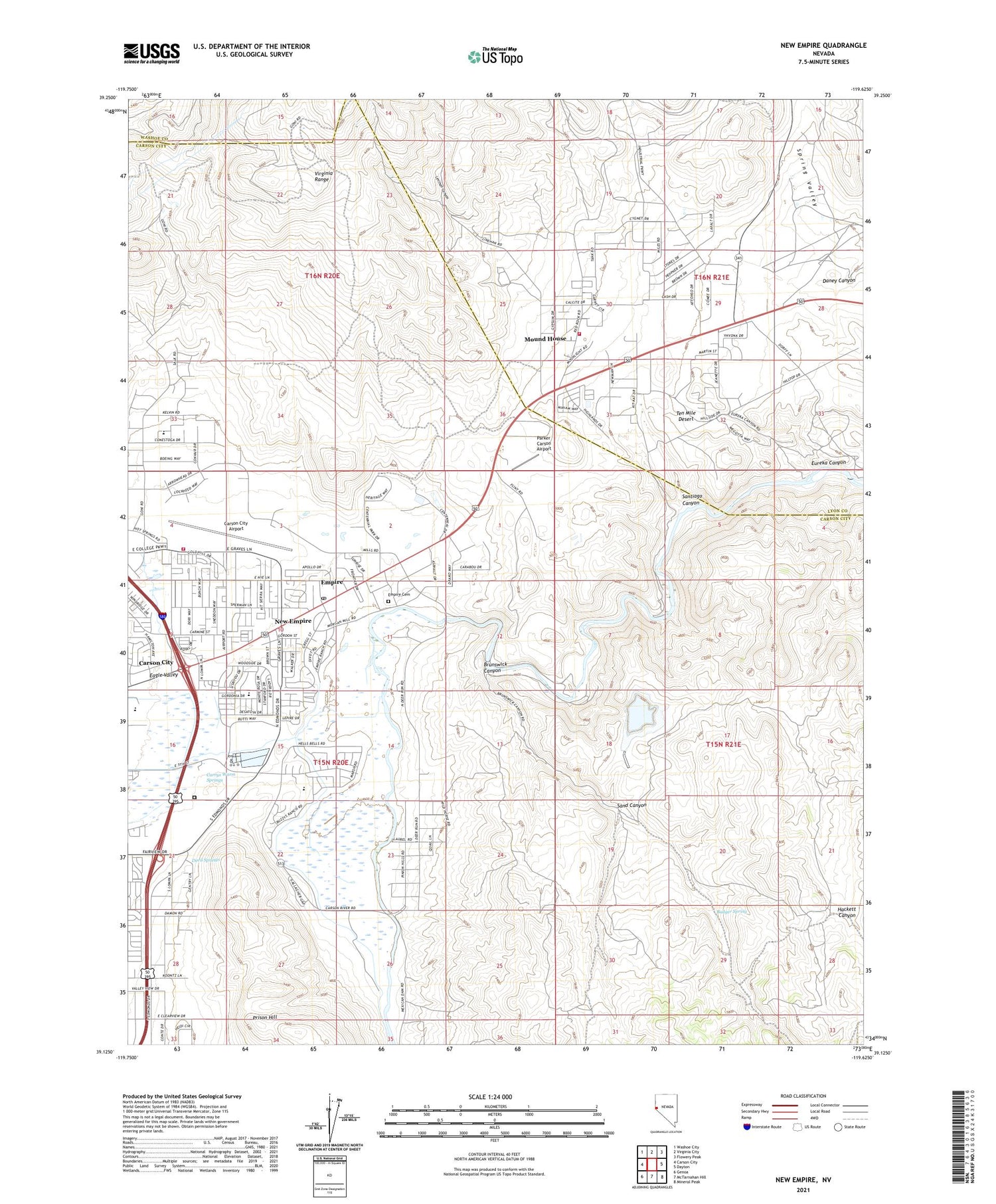 New Empire Nevada US Topo Map Image