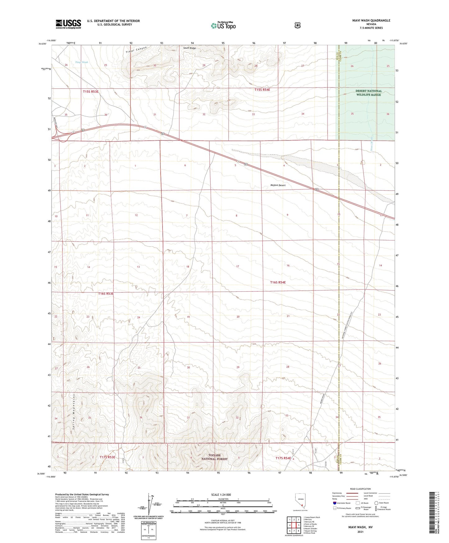 Niavi Wash Nevada US Topo Map Image