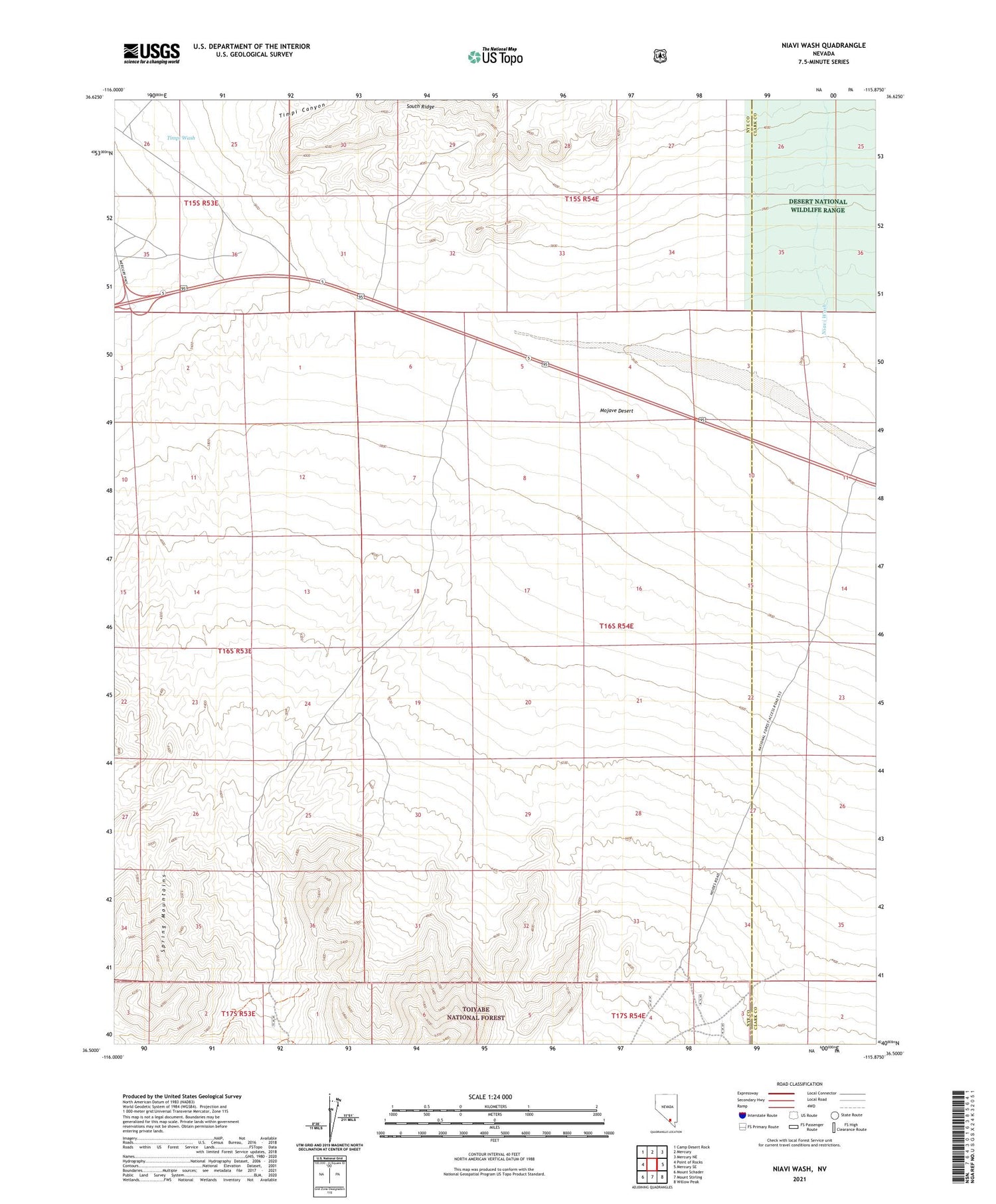 Niavi Wash Nevada US Topo Map Image