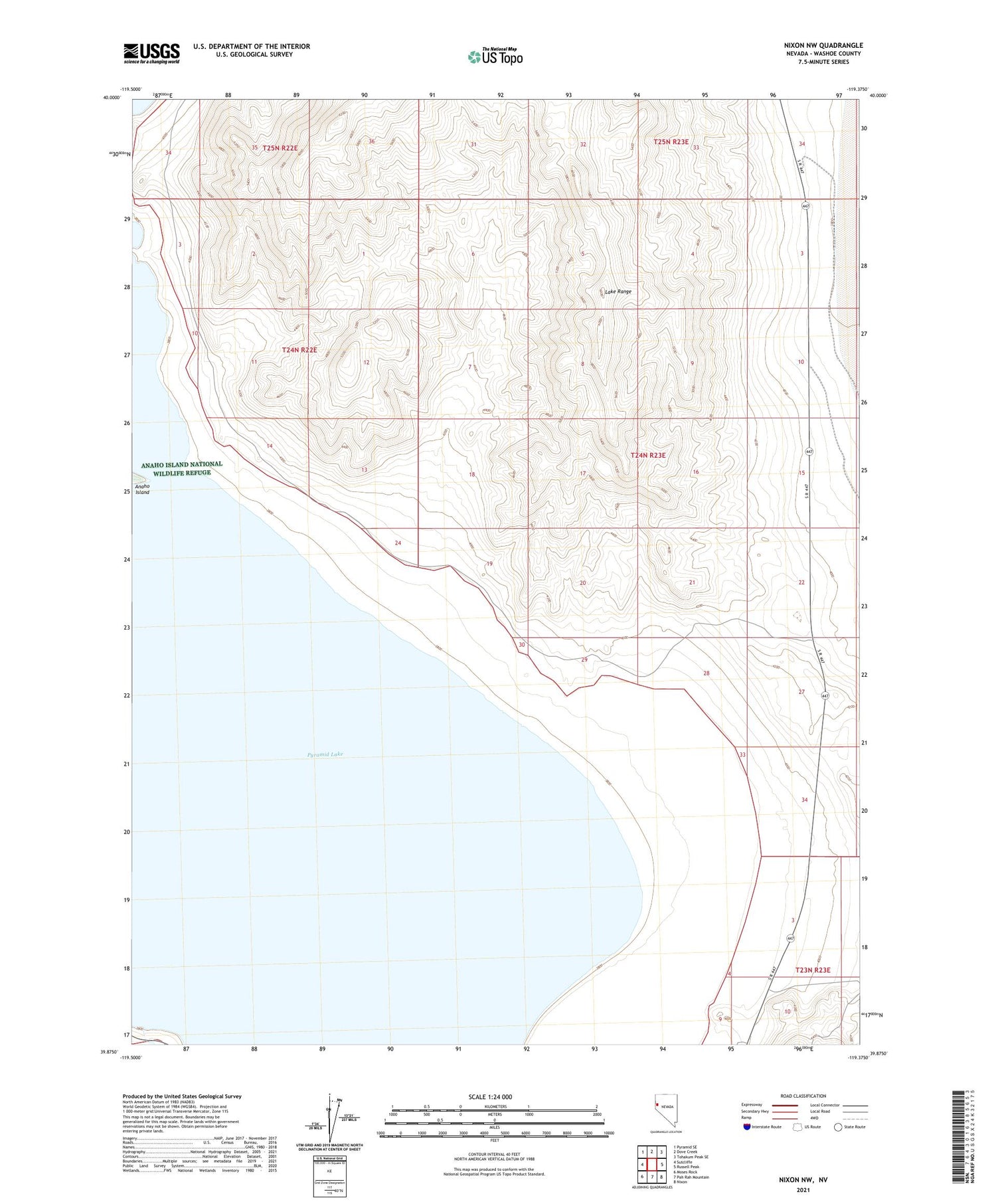 Nixon NW Nevada US Topo Map Image