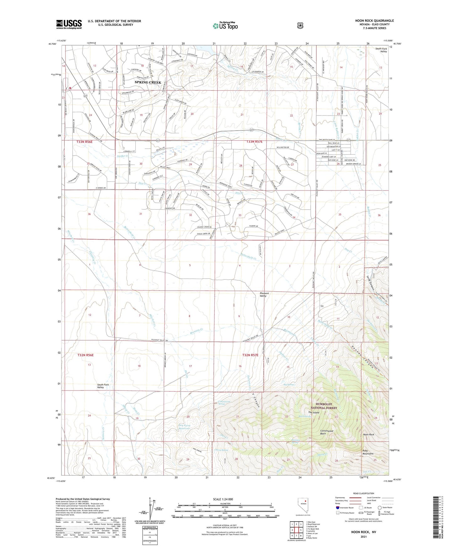 Noon Rock Nevada US Topo Map Image