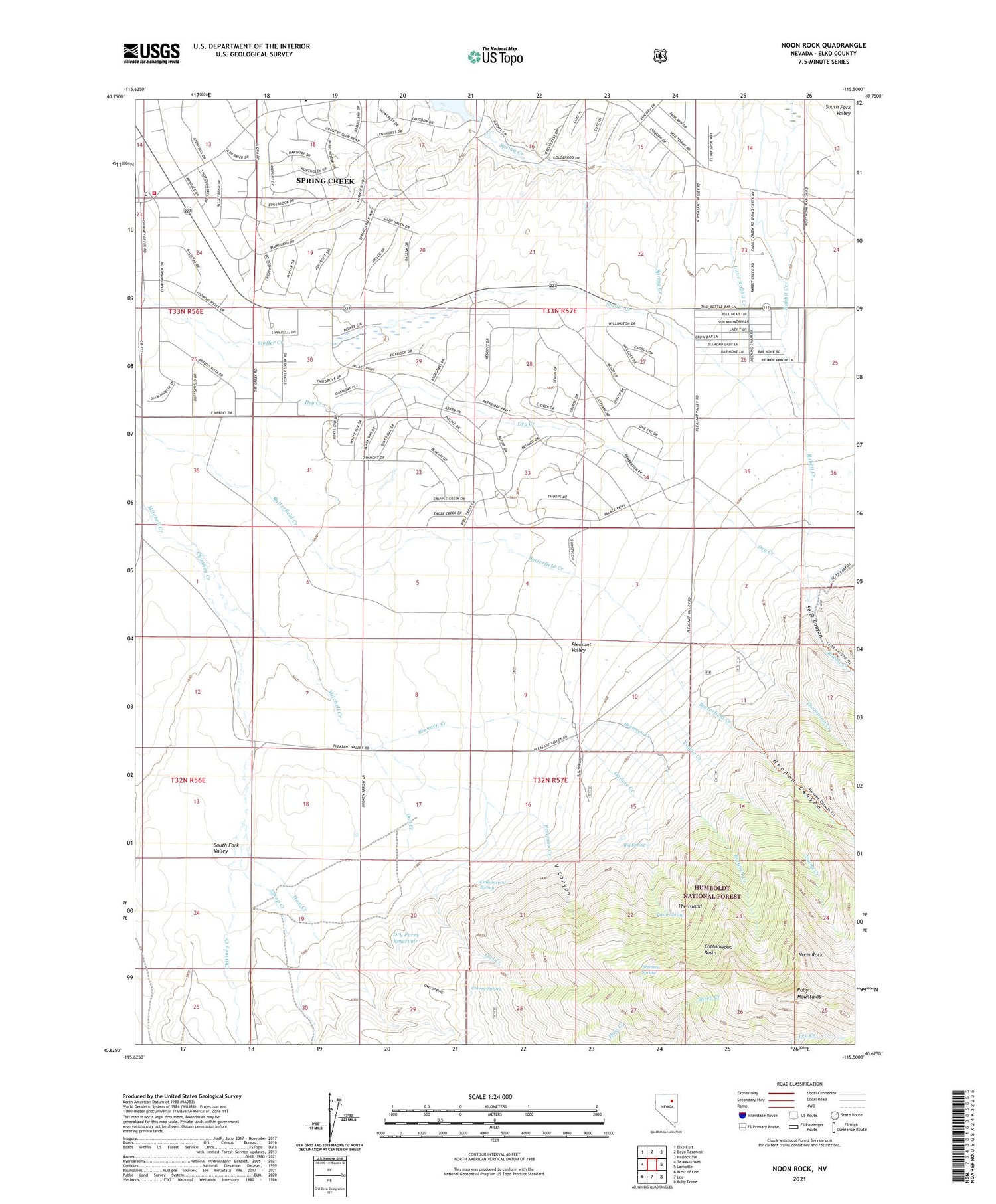 Noon Rock Nevada US Topo Map Image