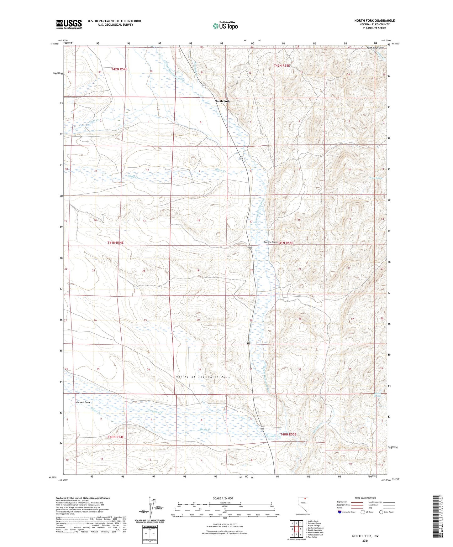 North Fork Nevada US Topo Map Image
