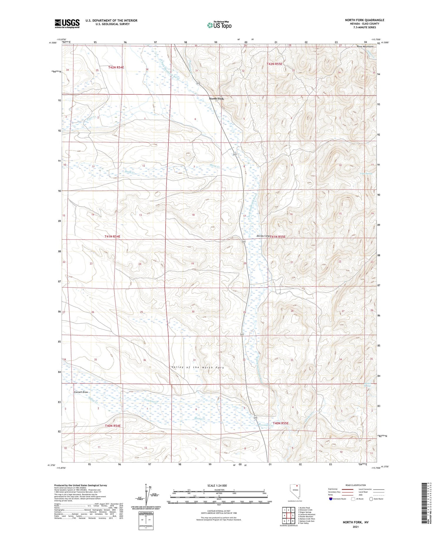 North Fork Nevada US Topo Map Image