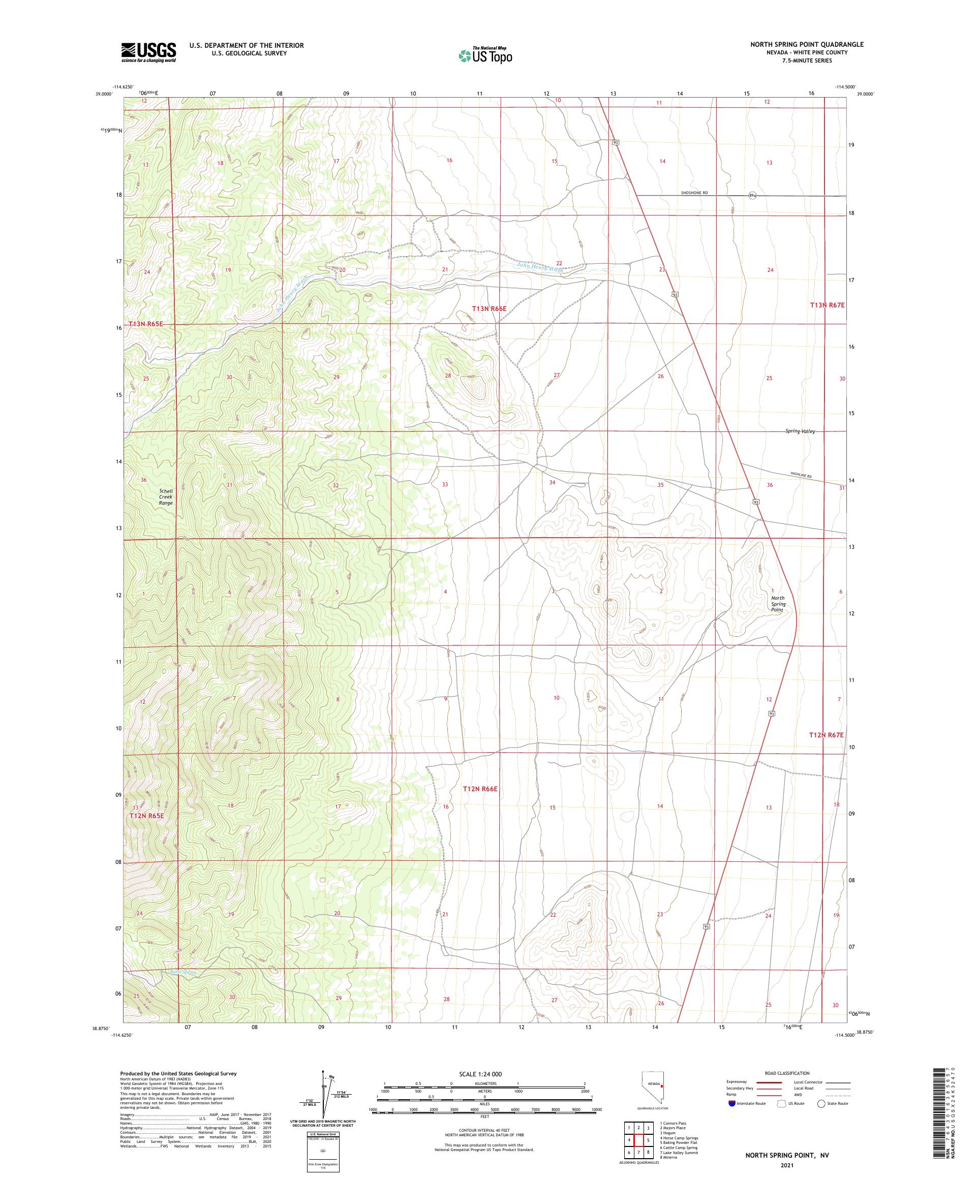 North Spring Point Nevada US Topo Map – MyTopo Map Store