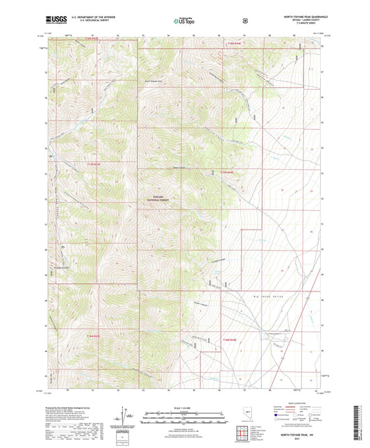 North Toiyabe Peak Nevada US Topo Map Image