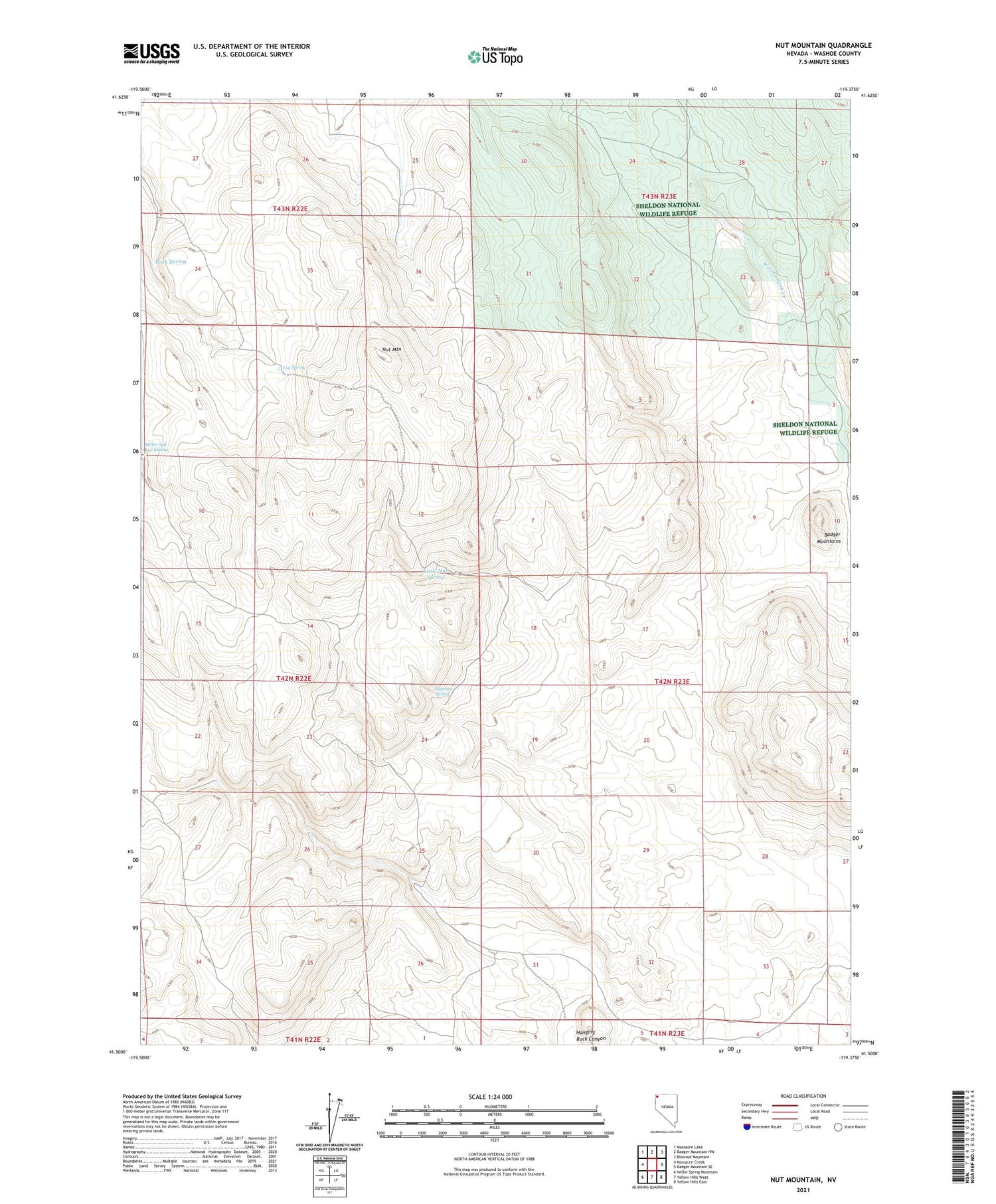 Nut Mountain Nevada US Topo Map Image