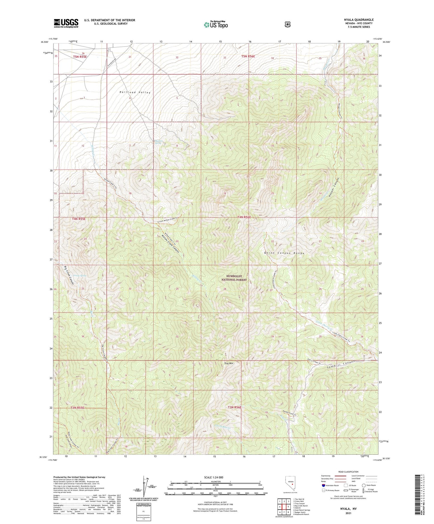 Nyala Nevada US Topo Map Image