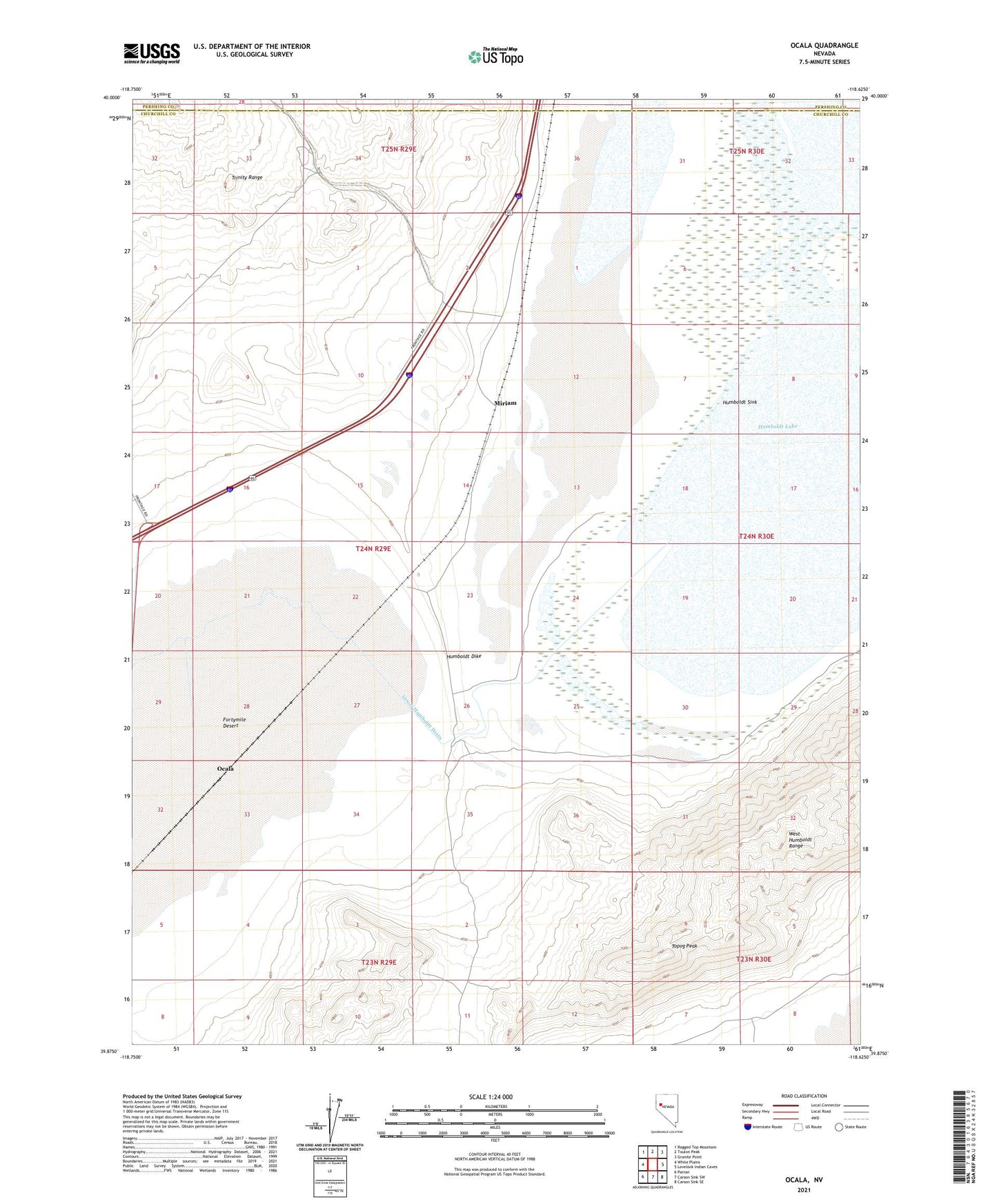 Ocala Nevada US Topo Map Image
