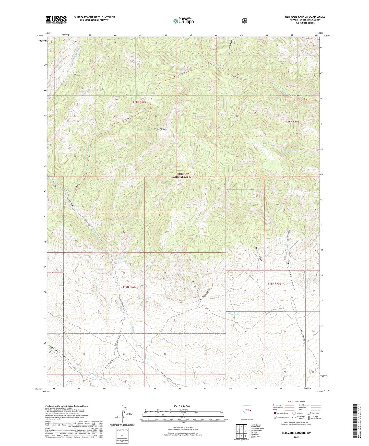 Old Mans Canyon Nevada US Topo Map Image